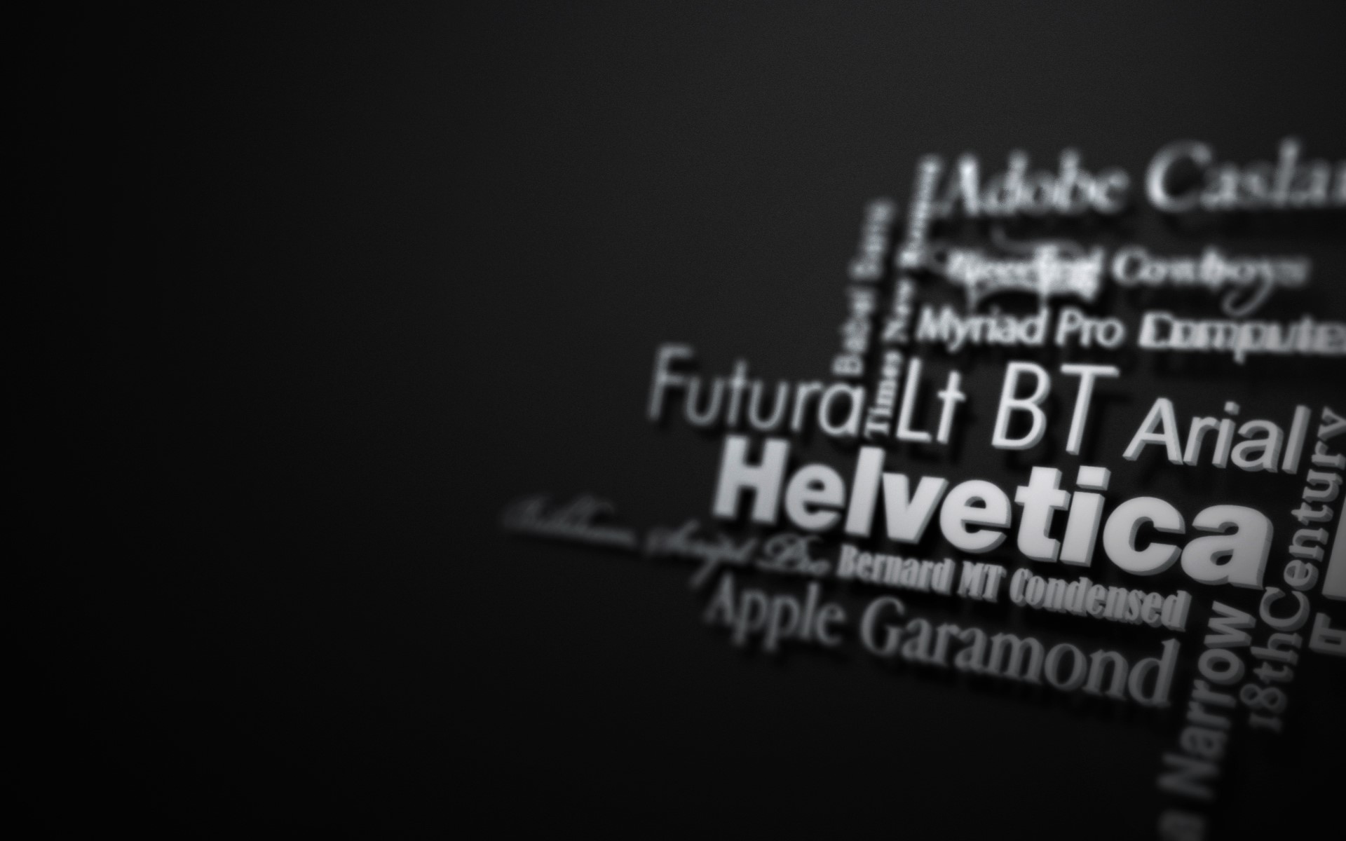 Typography word cloud with font names HD Wallpaper