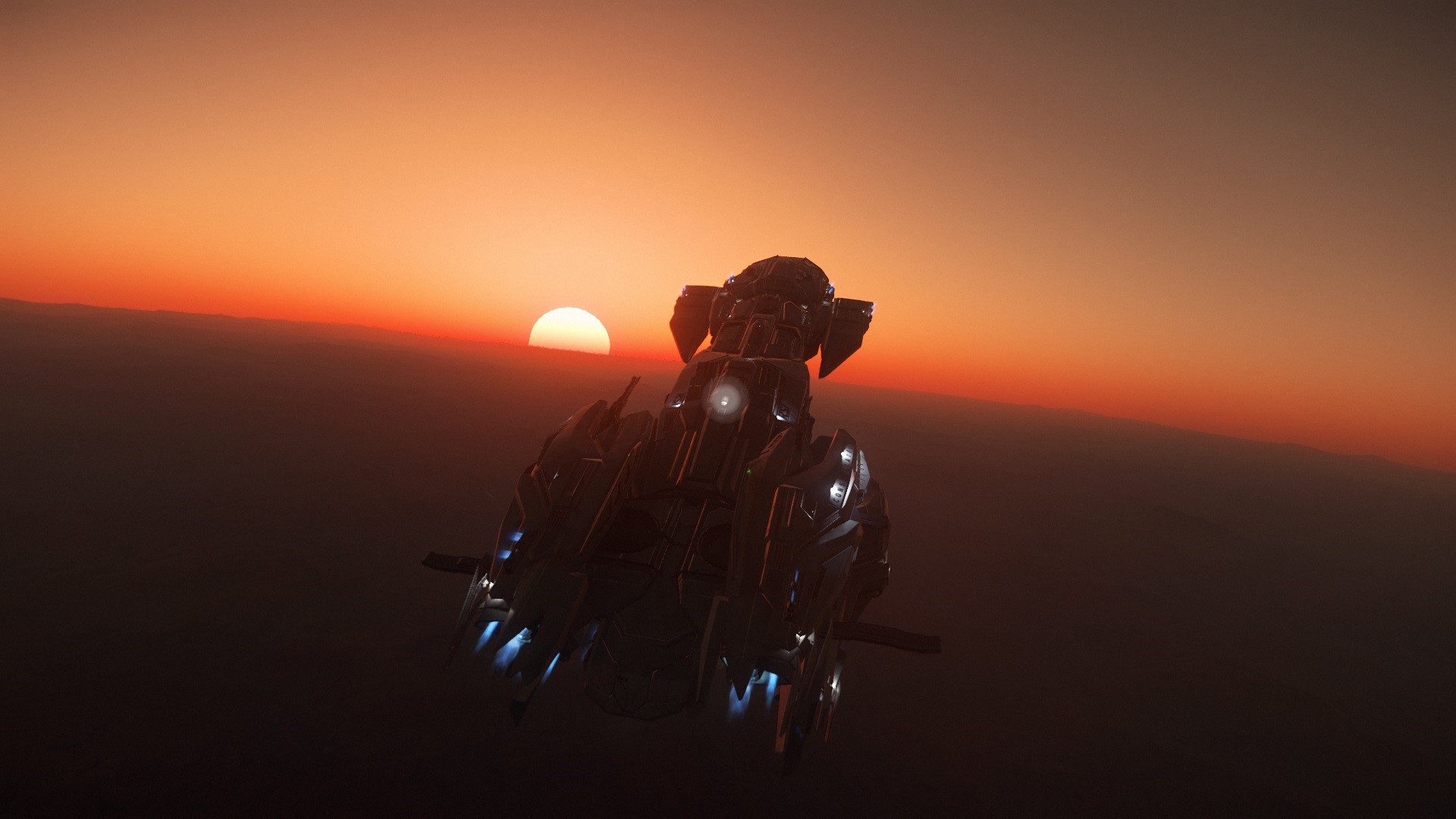 Star Citizen spaceship flying towards the sun HD Wallpaper