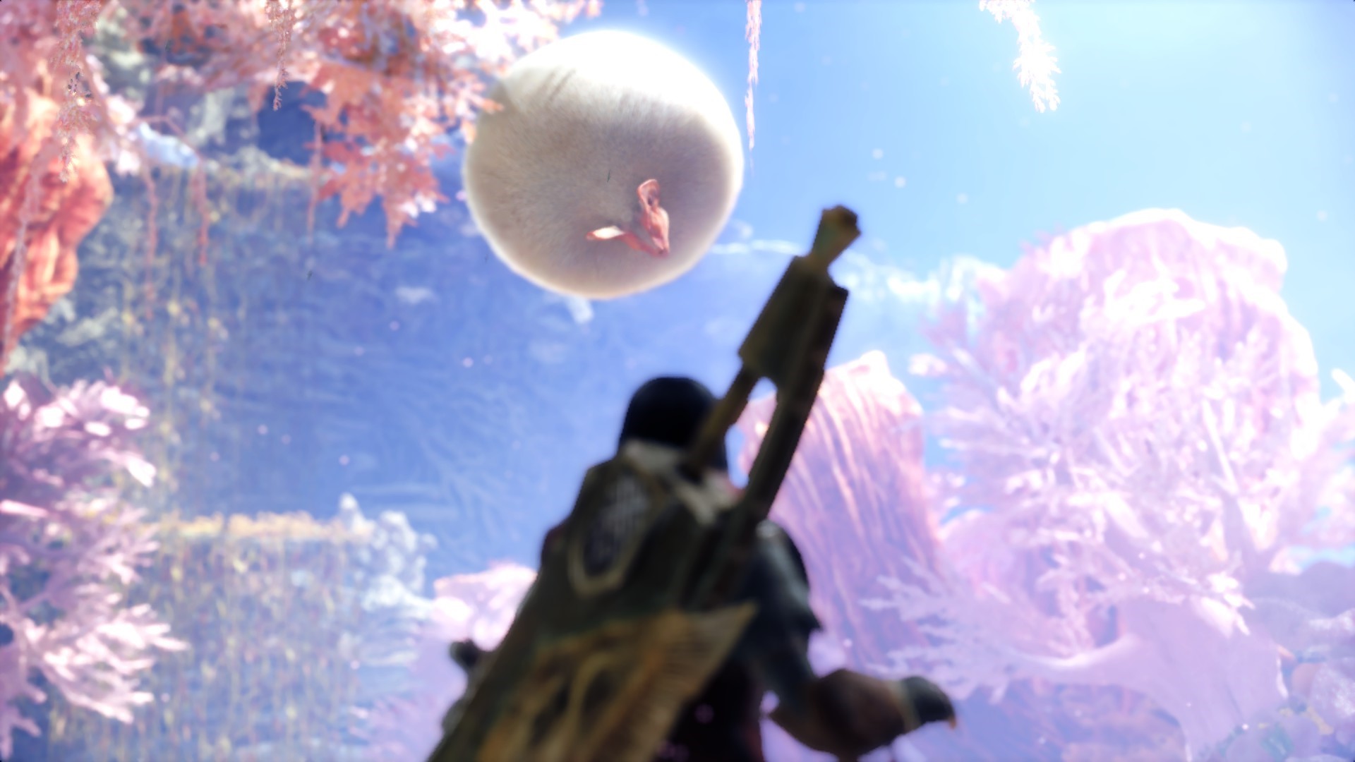 Monster Hunter: World player with a fluffy monster HD Wallpaper