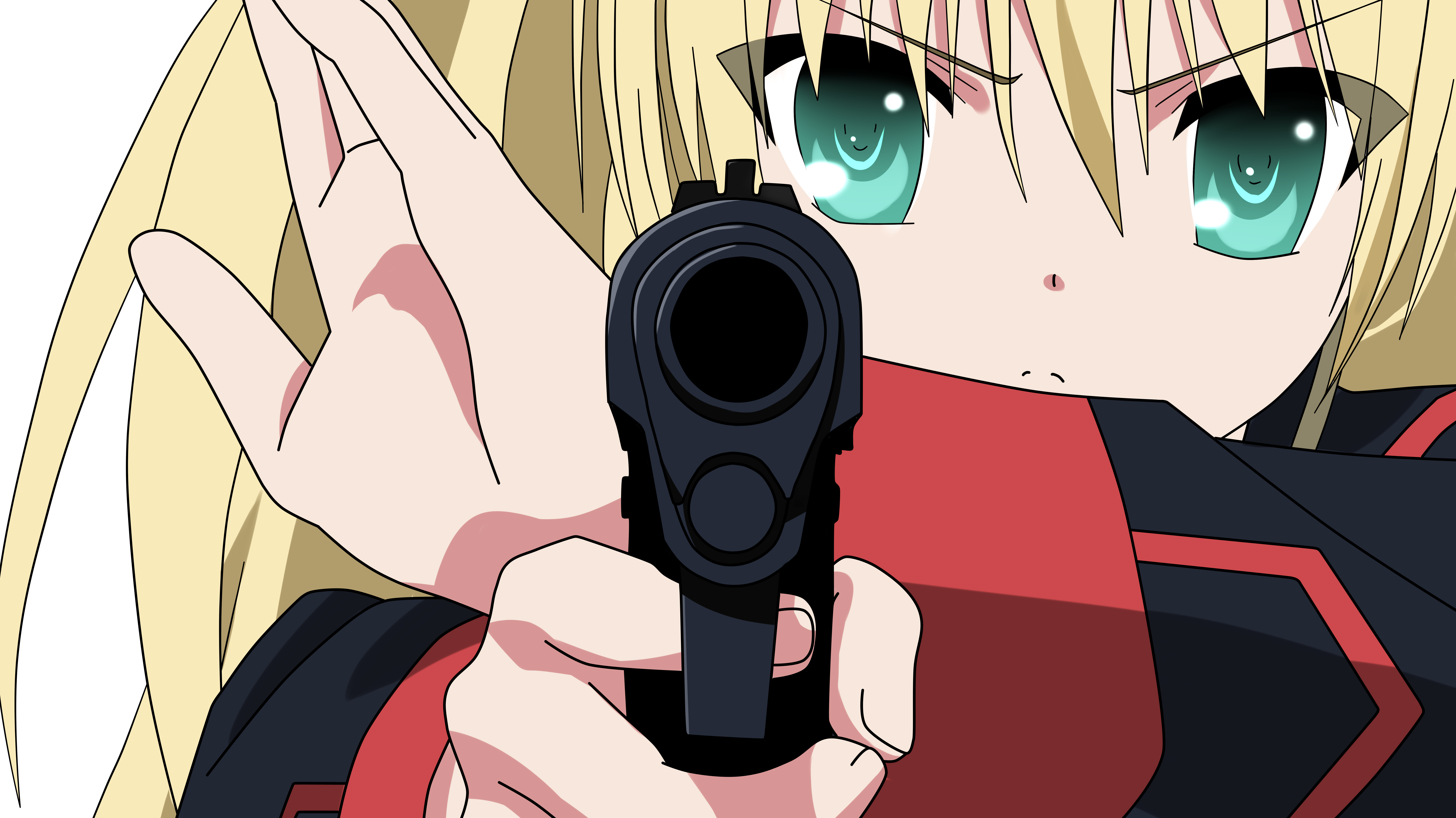 Tokido Saya from Little Busters! holding a gun HD Wallpaper
