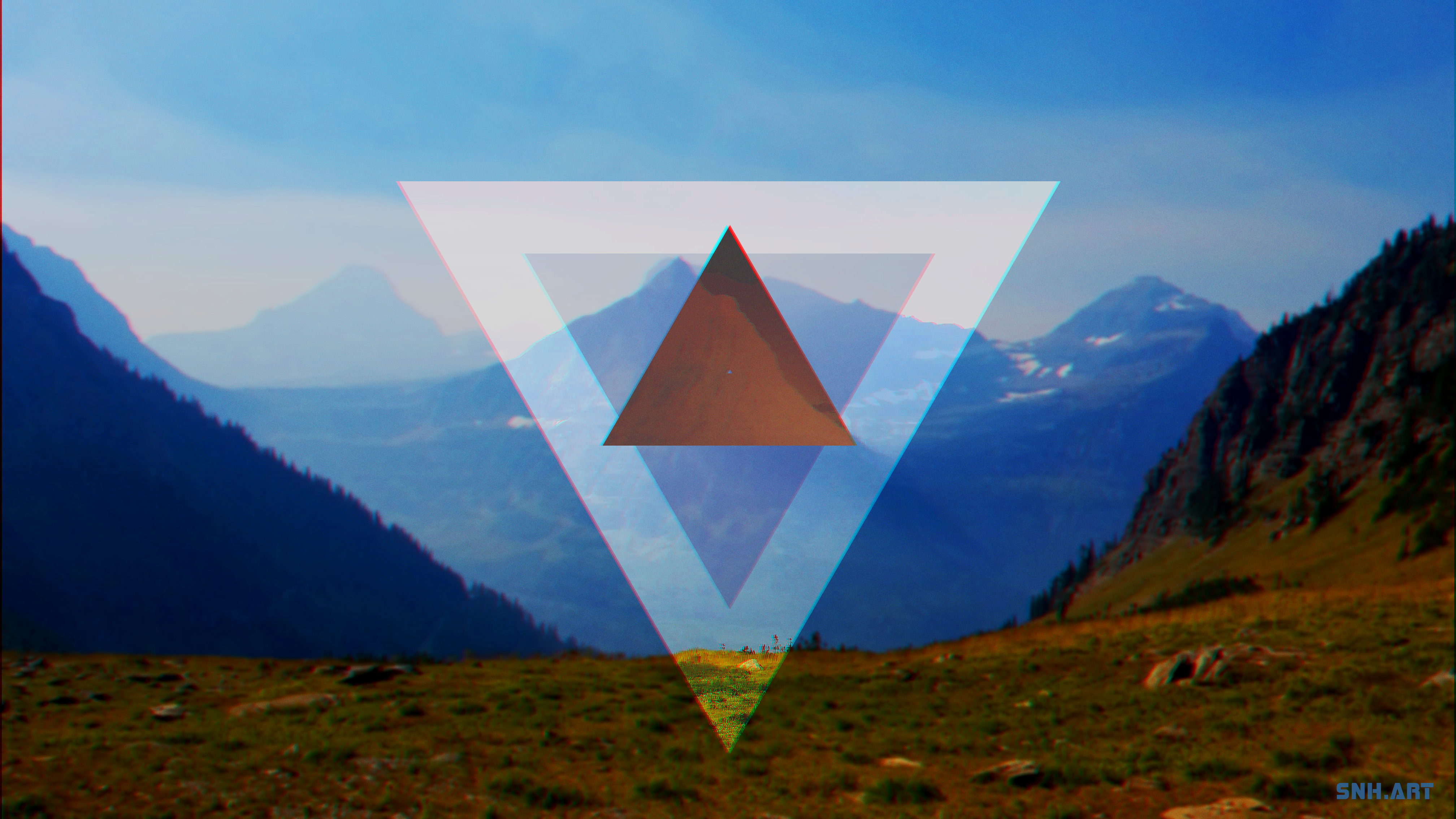 4K Minimalist Mountains with Triangles HD Wallpaper
