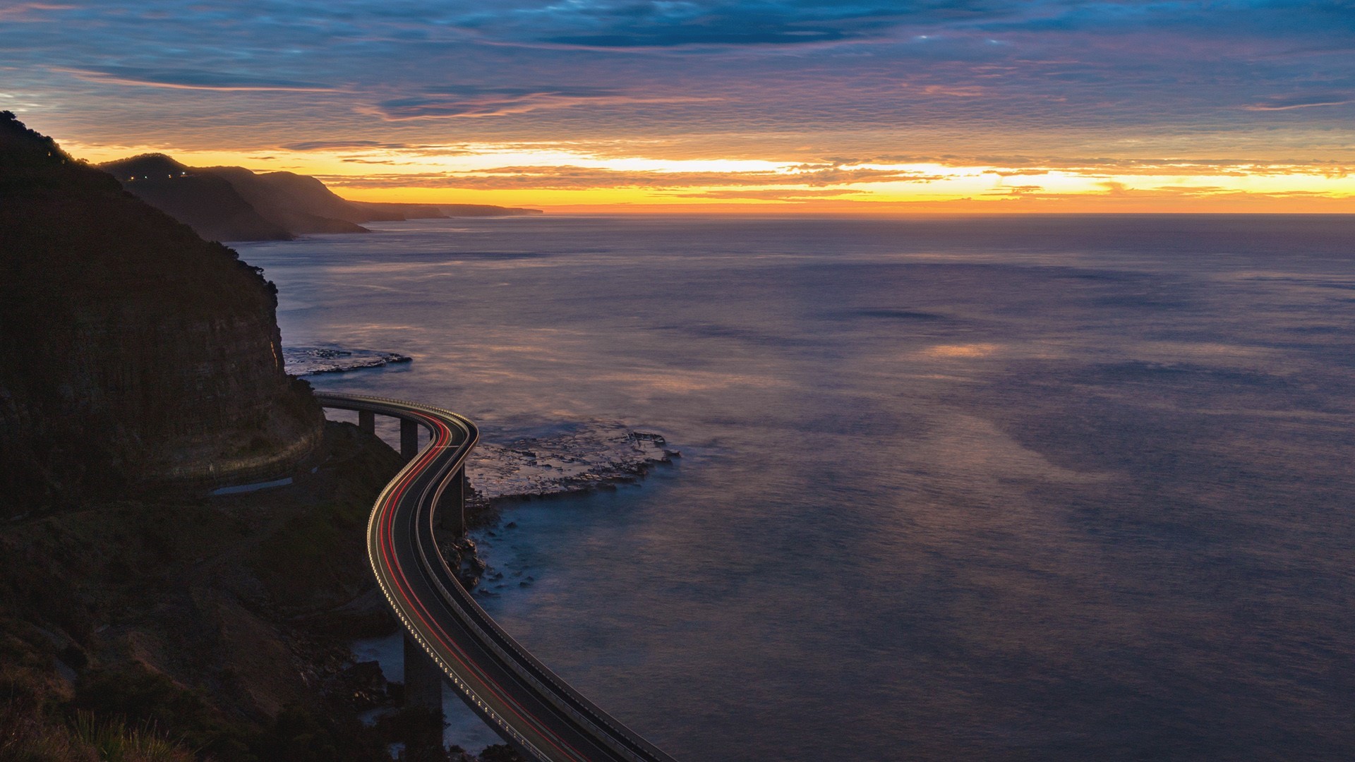 Sea Cliff Bridge at Sunset, New South Wales, Australia HD Wallpaper