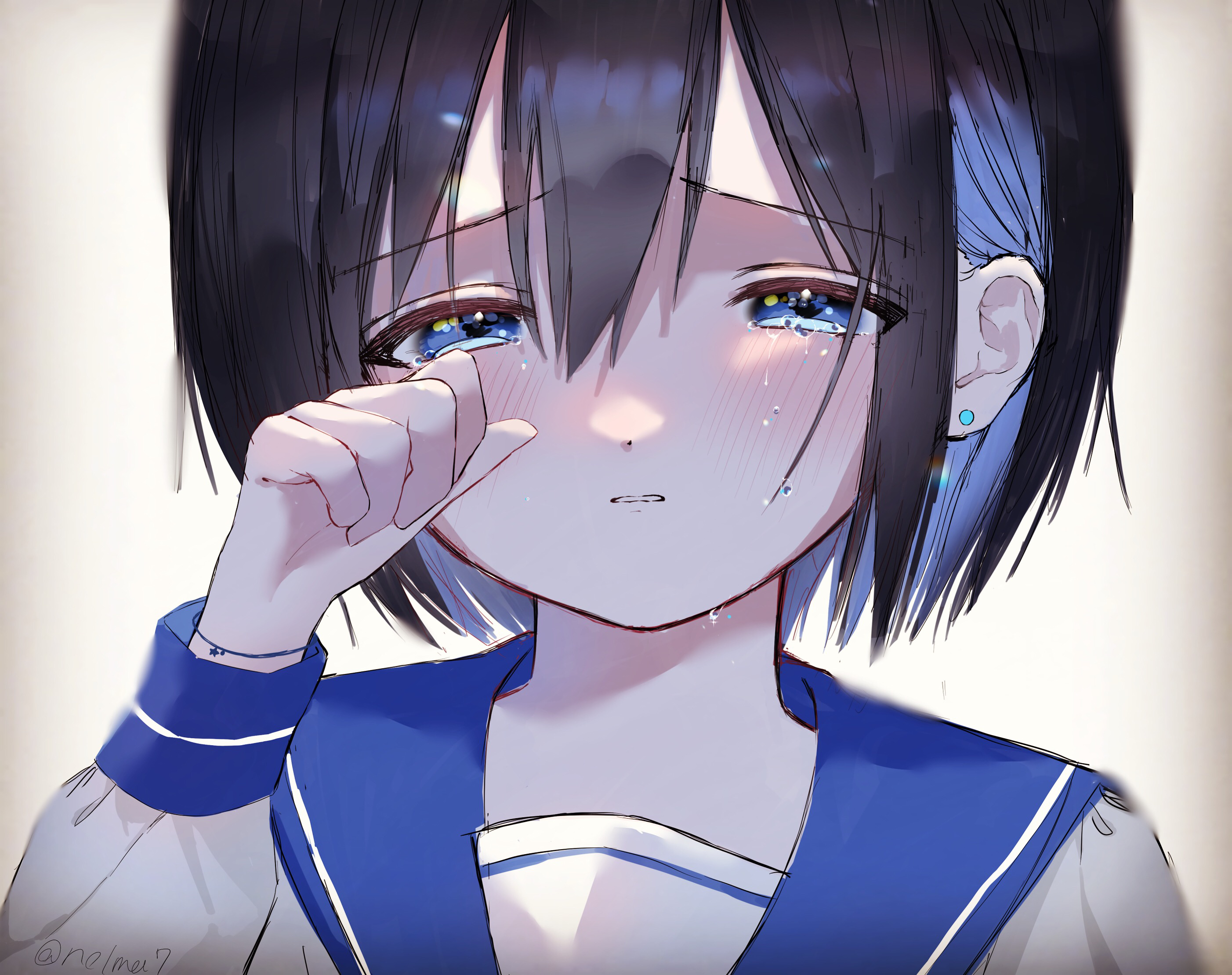 Girl with two-toned hair crying HD Wallpaper