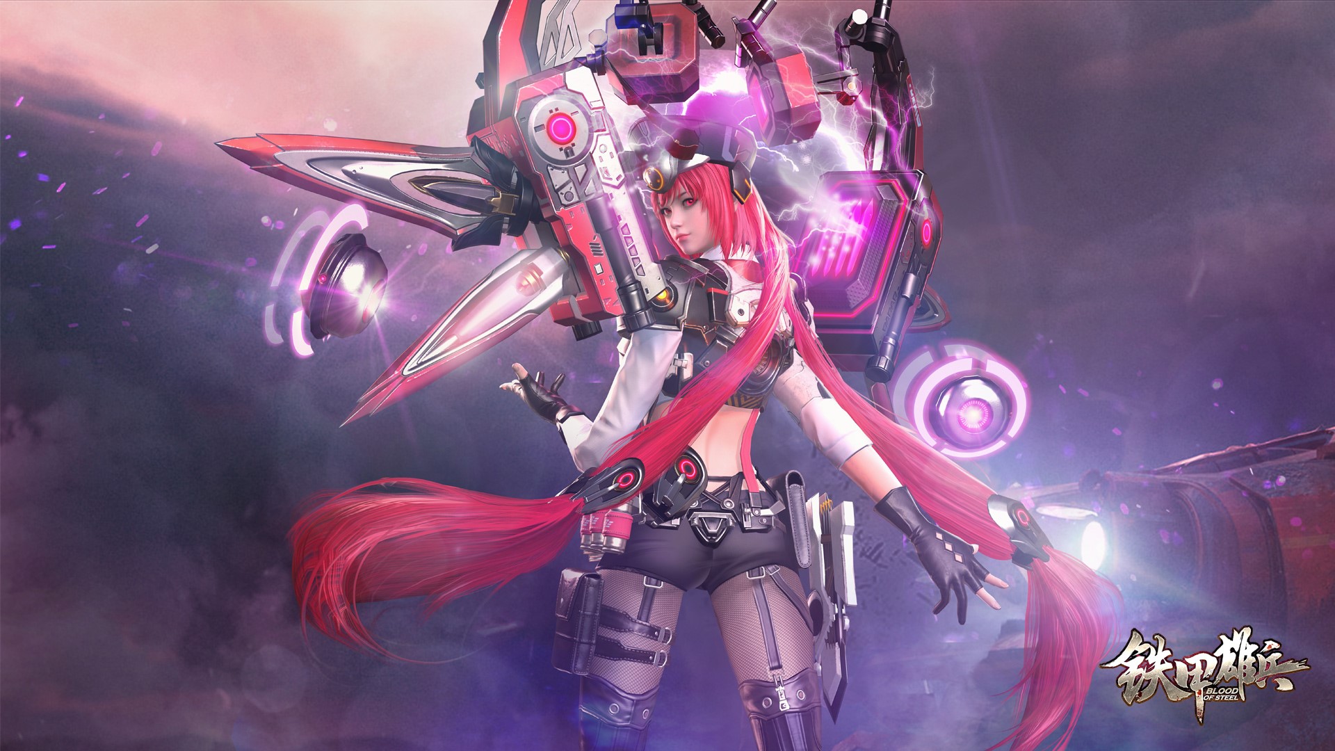 Girl with long red hair and mech suit from Blood of Steel HD Wallpaper