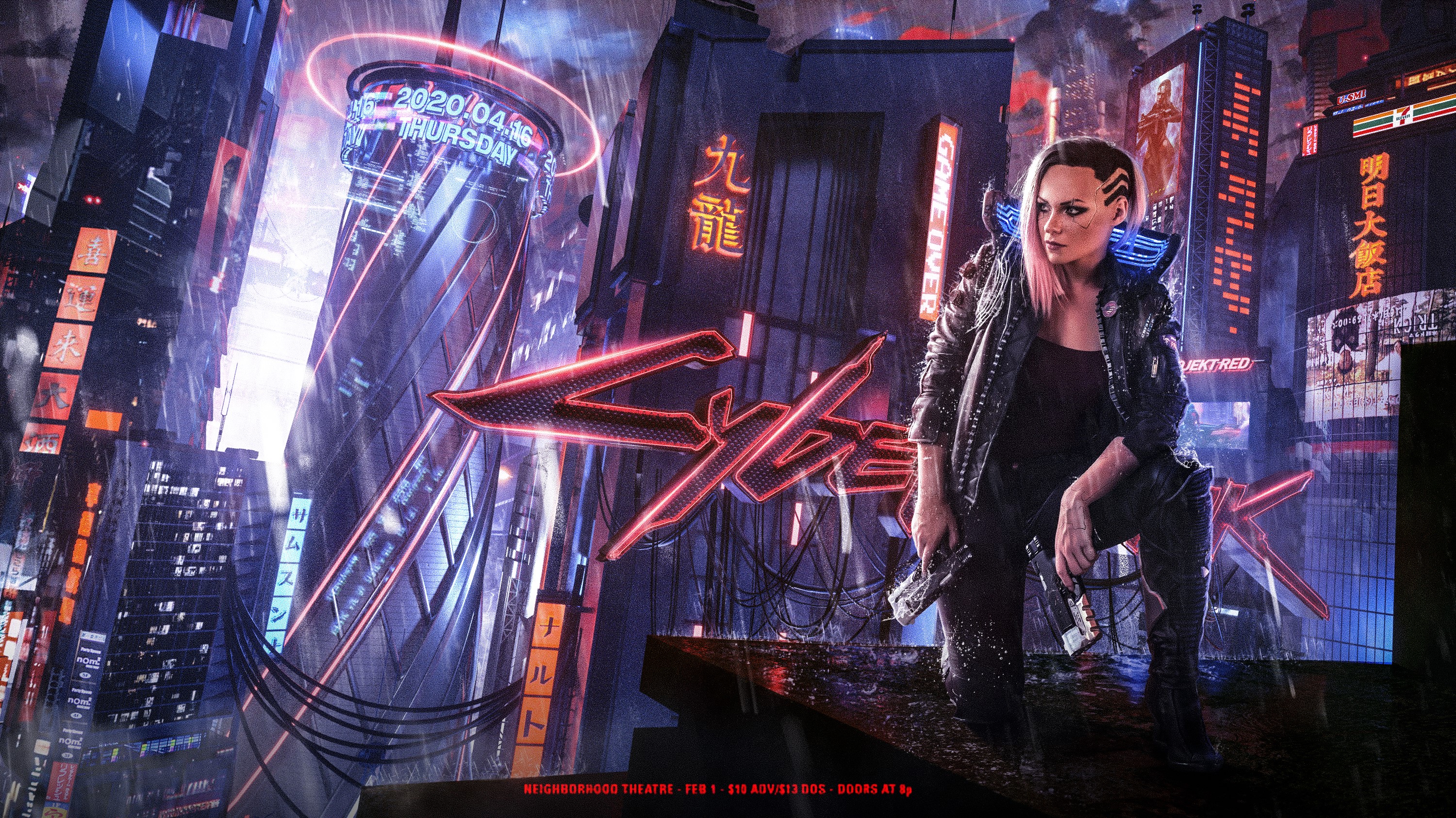 Cyberpunk 2077 poster with woman in cyber city HD Wallpaper