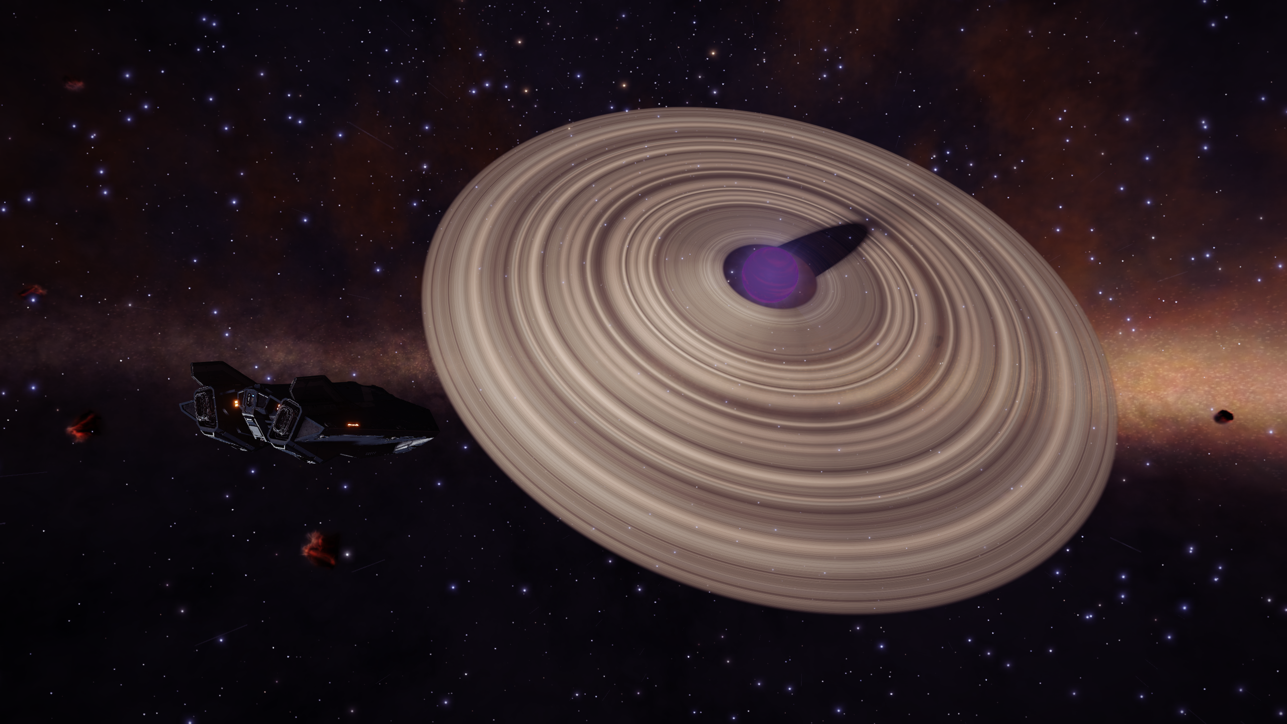 Elite: Dangerous ASP Explorer near a ringed planet HD Wallpaper