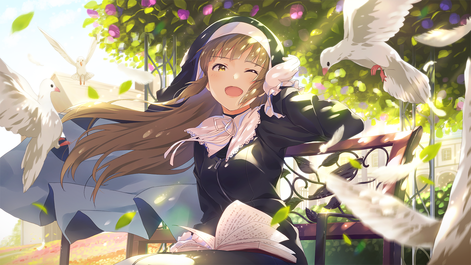 Narumi Nanami from Nijisanji with Doves HD Wallpaper