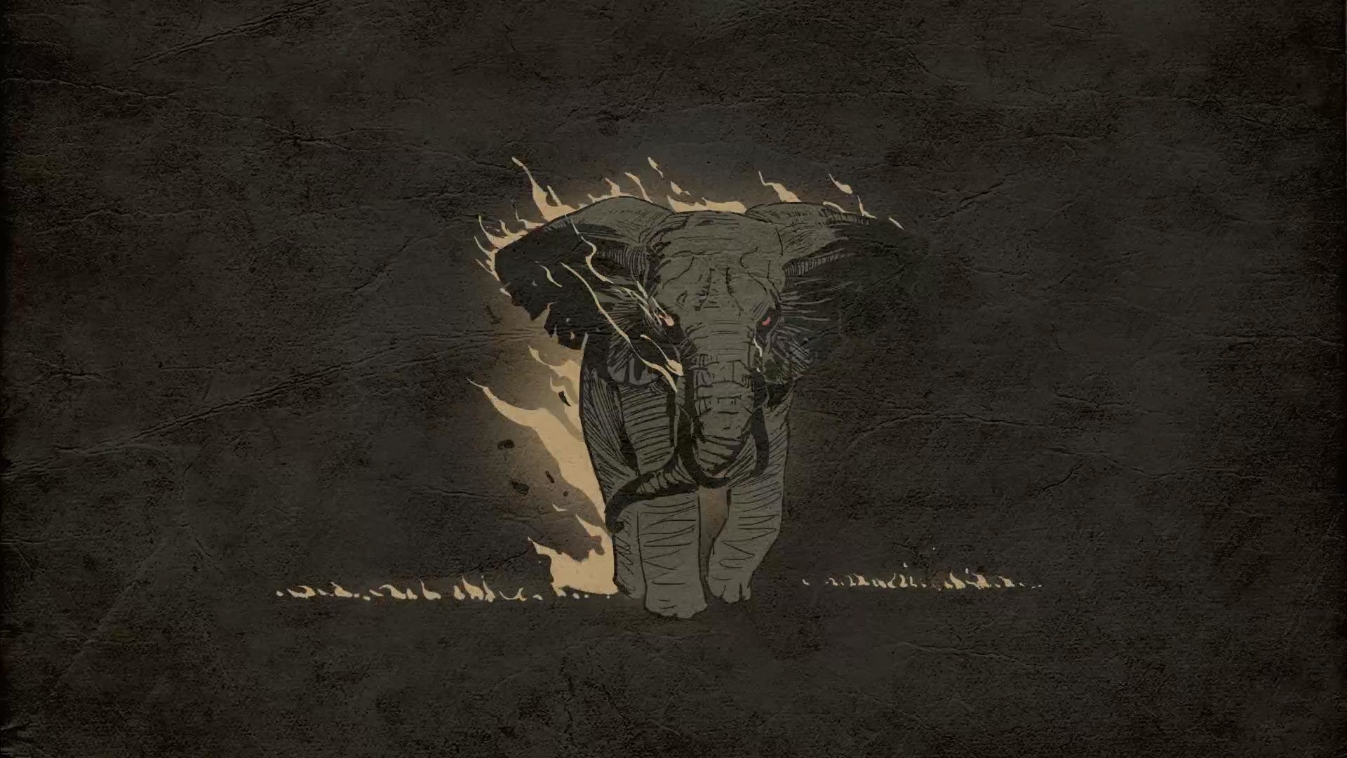 Elephant walking through fire HD Wallpaper