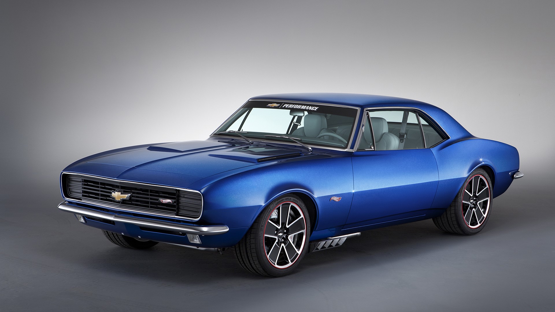 Blue Chevrolet Camaro with Performance Banner HD Wallpaper