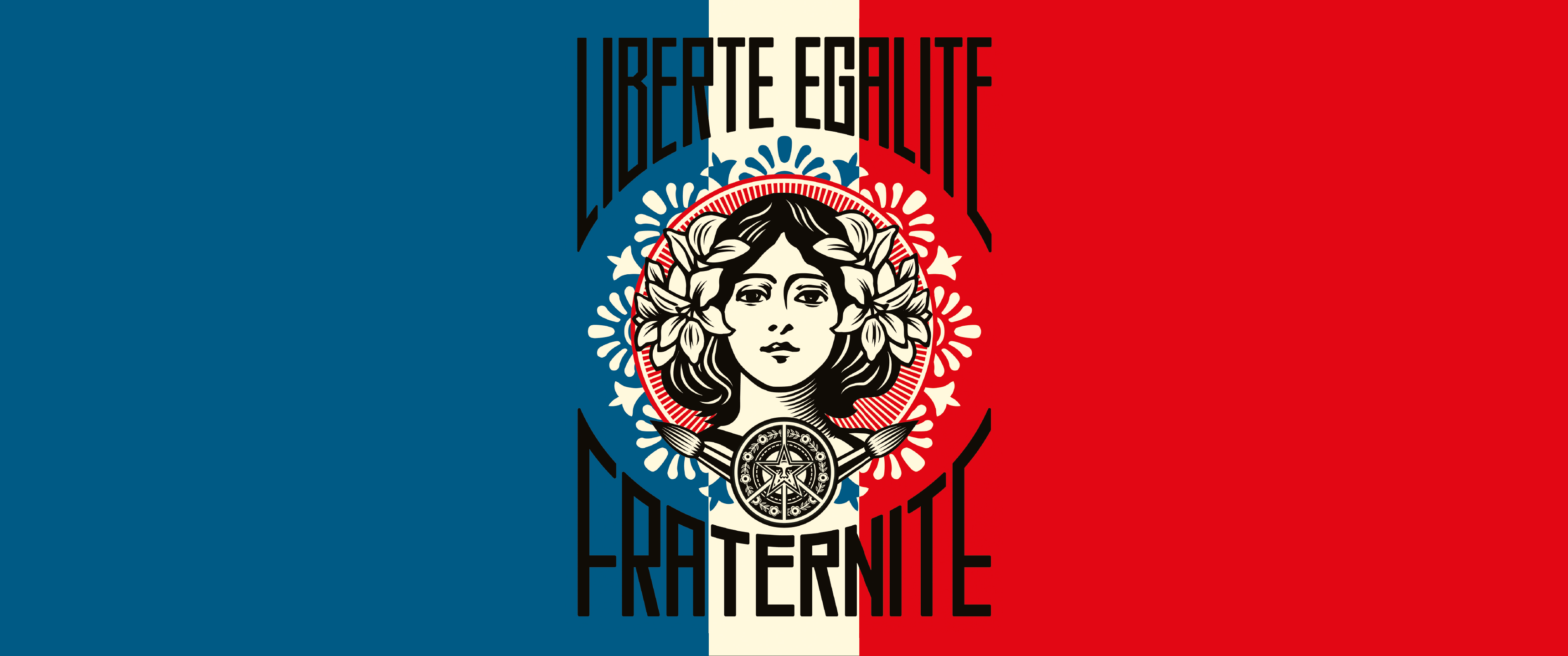 French flag with Marianne and "Liberté, Égalité, Fraternité" HD Wallpaper