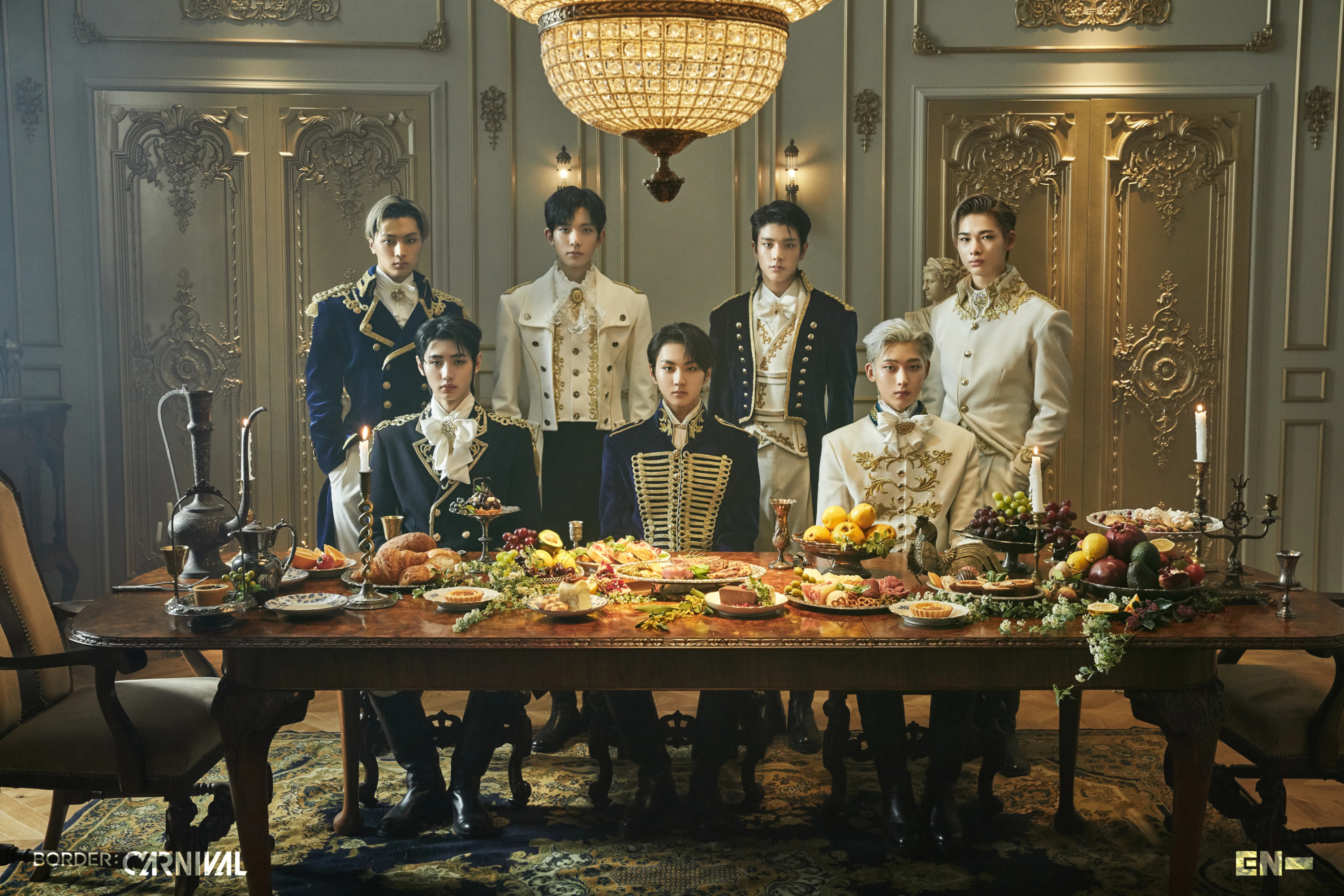 ENHYPEN members at a formal banquet HD Wallpaper