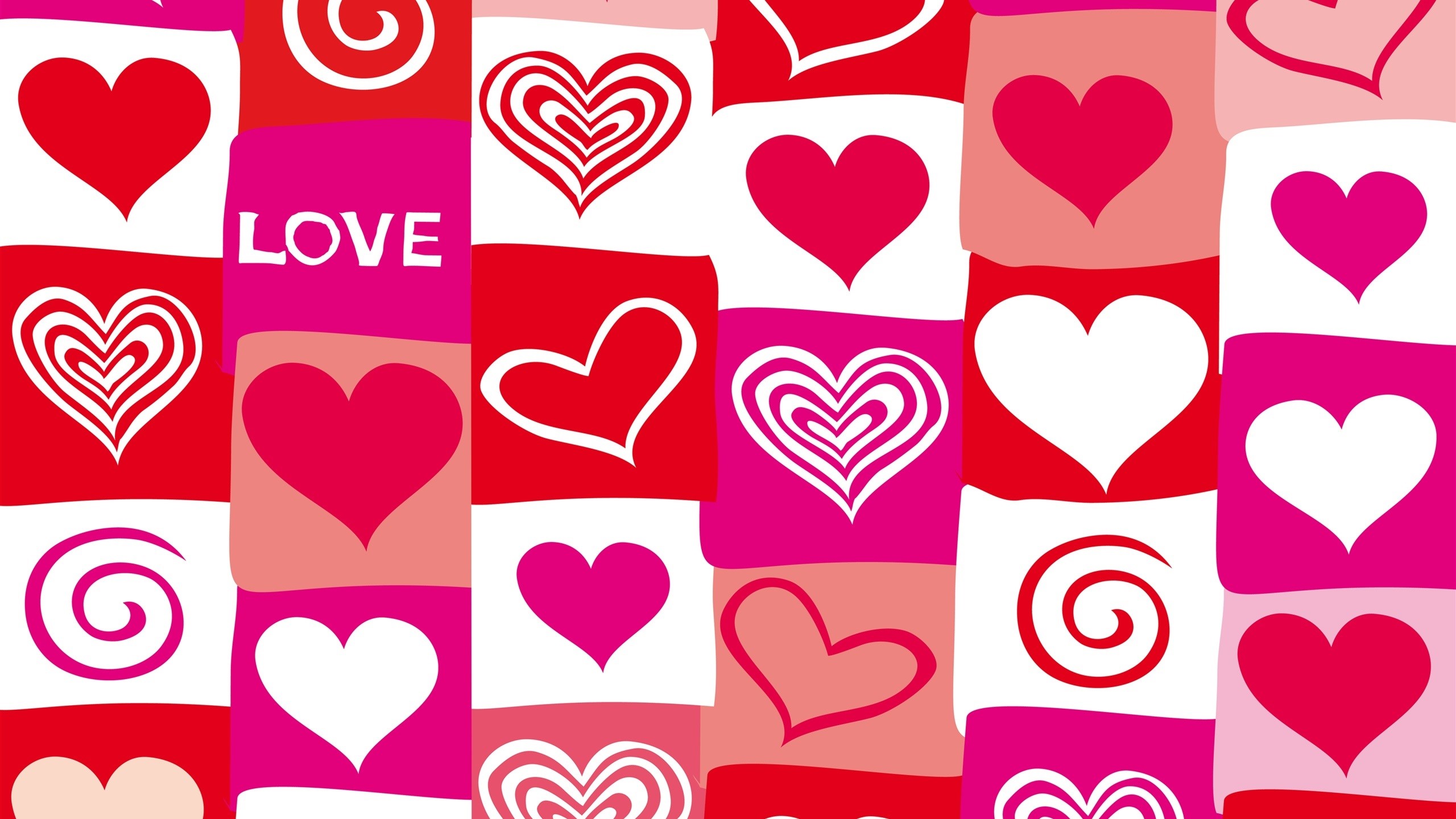 Colorful hearts and swirls pattern HD Wallpaper