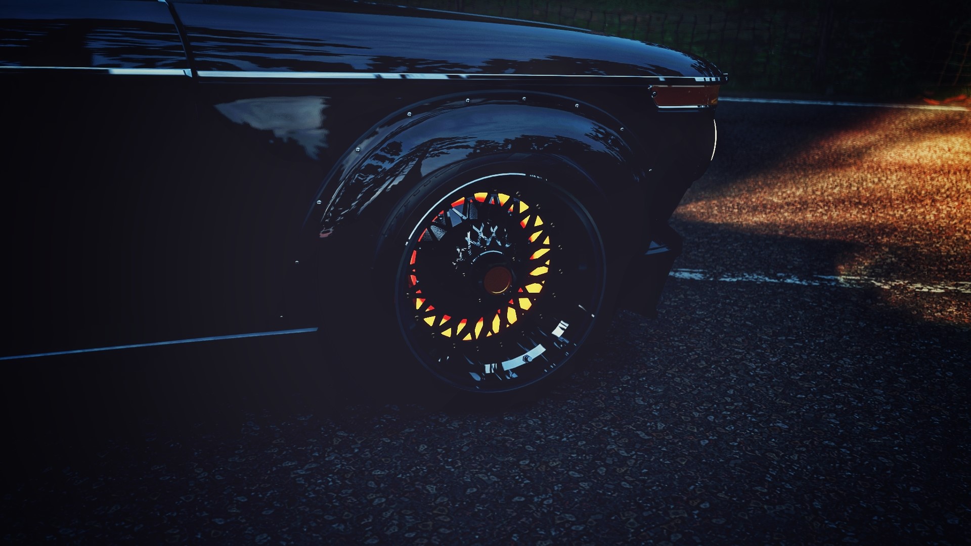 Black BMW 02 Series with glowing brake discs HD Wallpaper