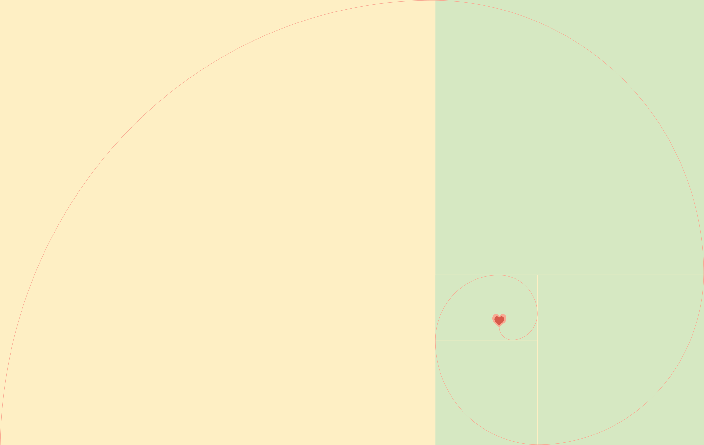 Minimalist Fibonacci spiral with a red heart HD Wallpaper