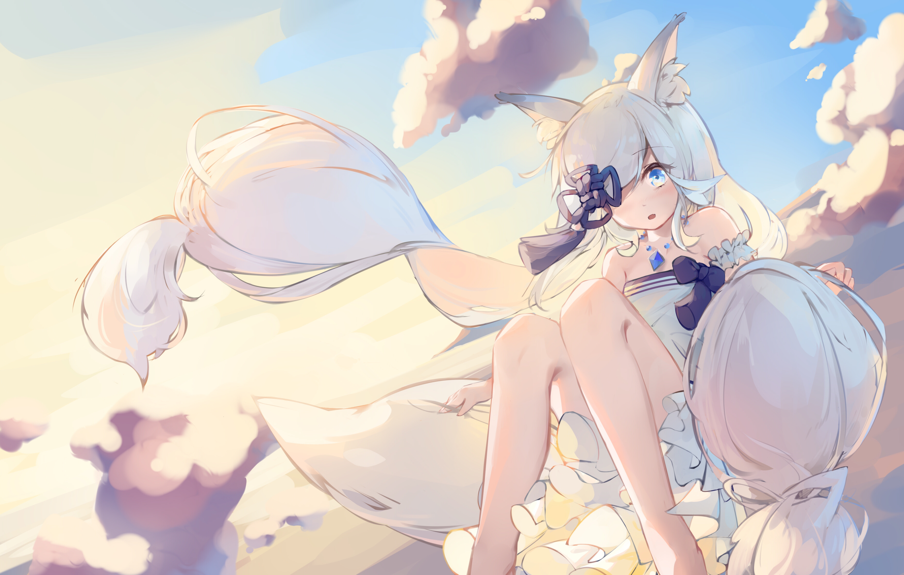 Kasumi from Azur Lane in the clouds HD Wallpaper