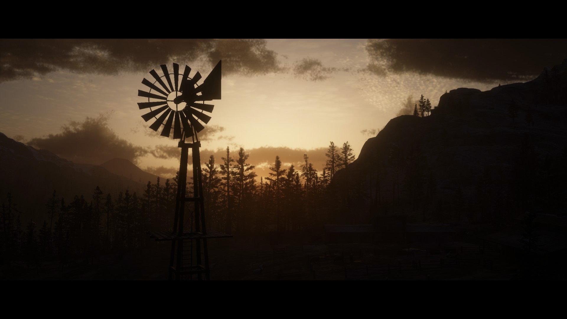 Windmill in Red Dead Redemption 2 at sunset HD Wallpaper