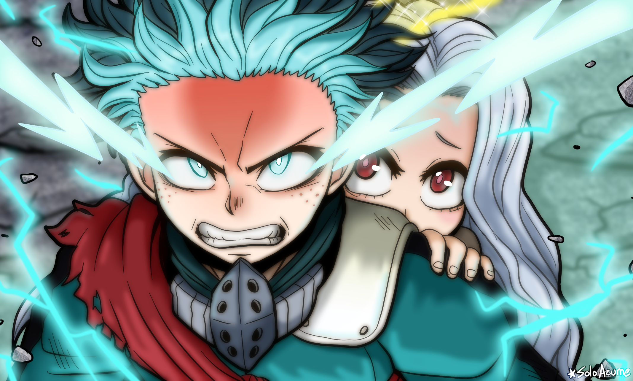 Deku and Eri from Boku no Hero Academia HD Wallpaper