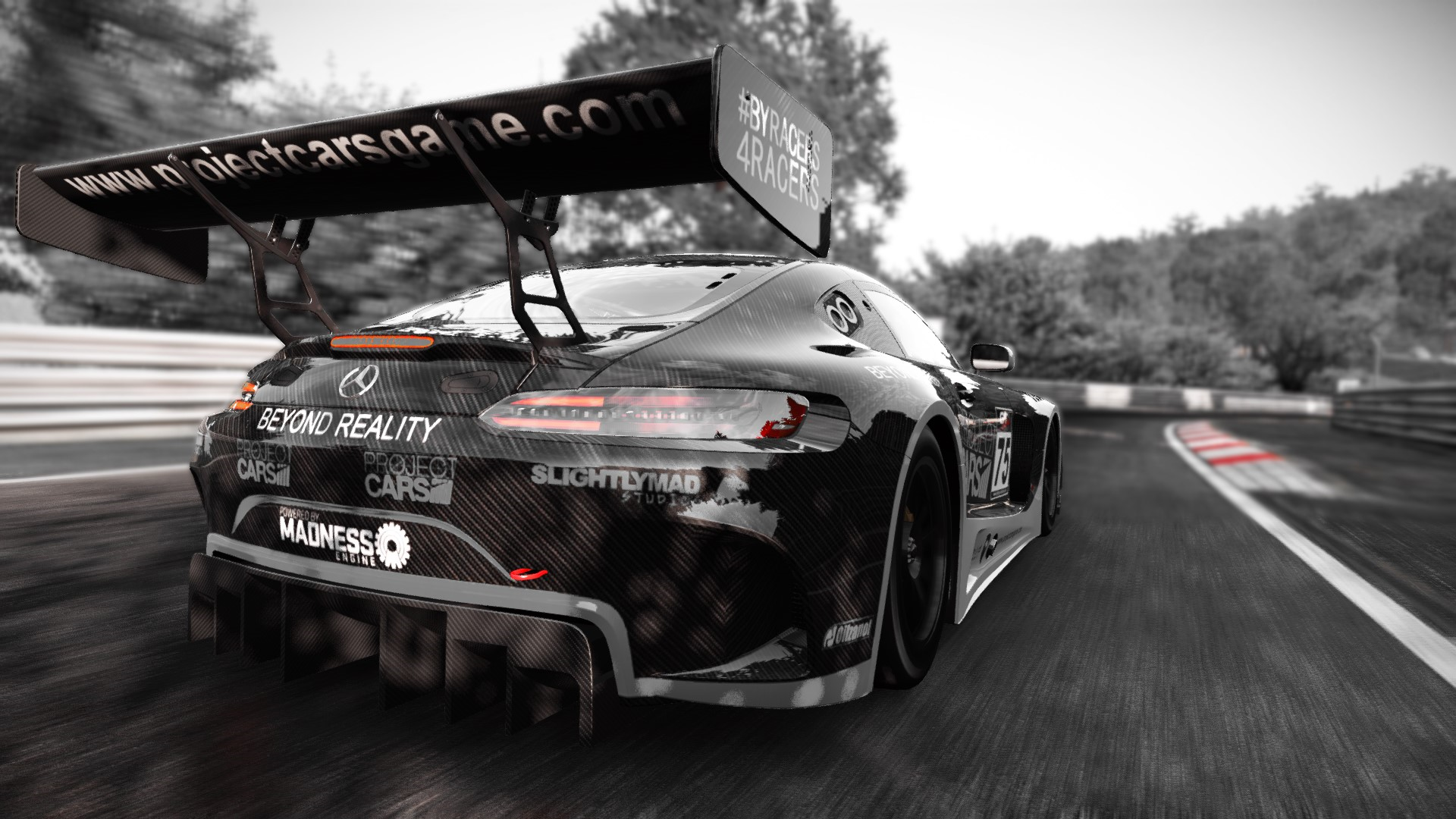 Mercedes-Benz SLS AMG from Project Cars on a race track HD Wallpaper