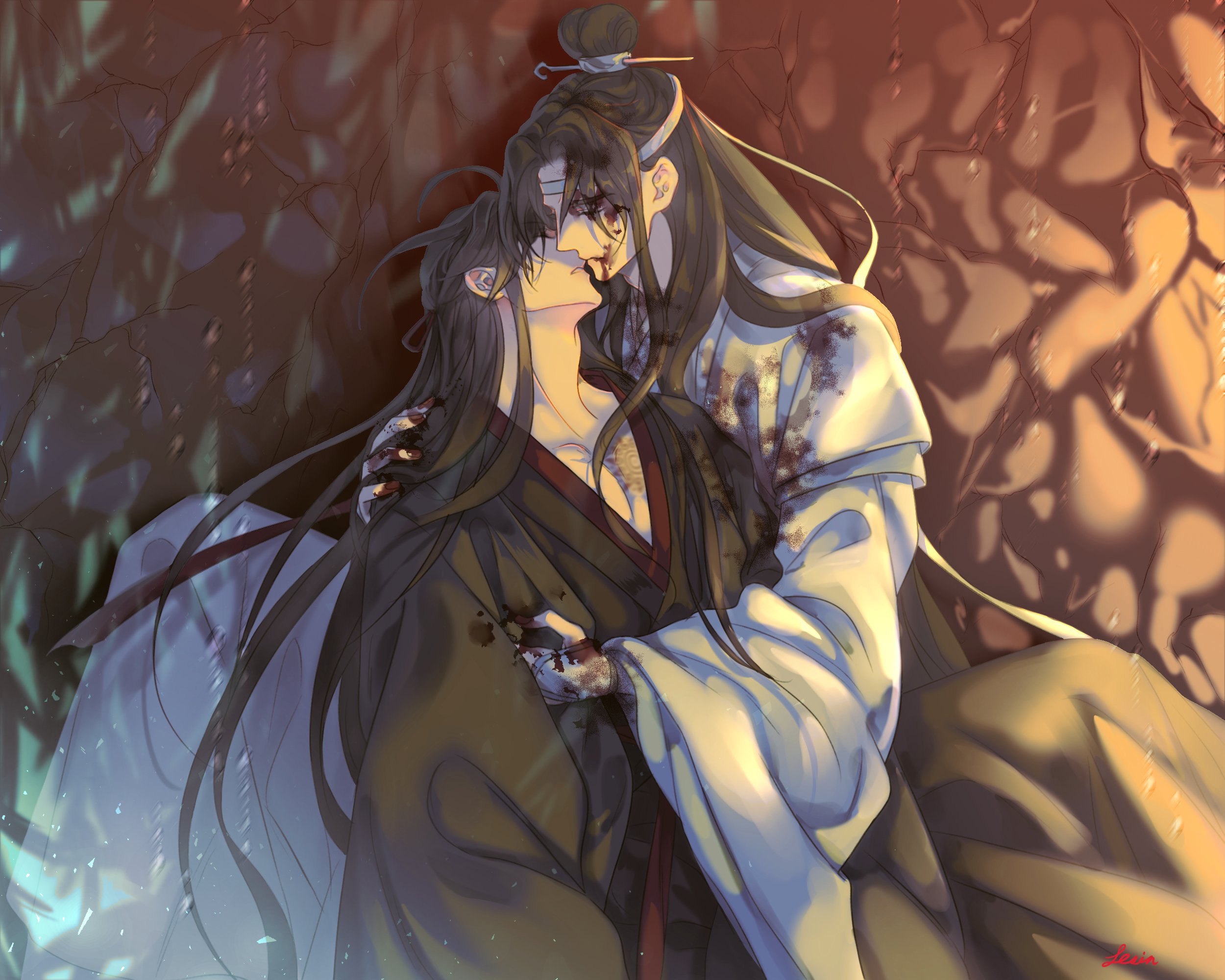 Wei Wuxian and Lan Wangji embrace HD Wallpaper