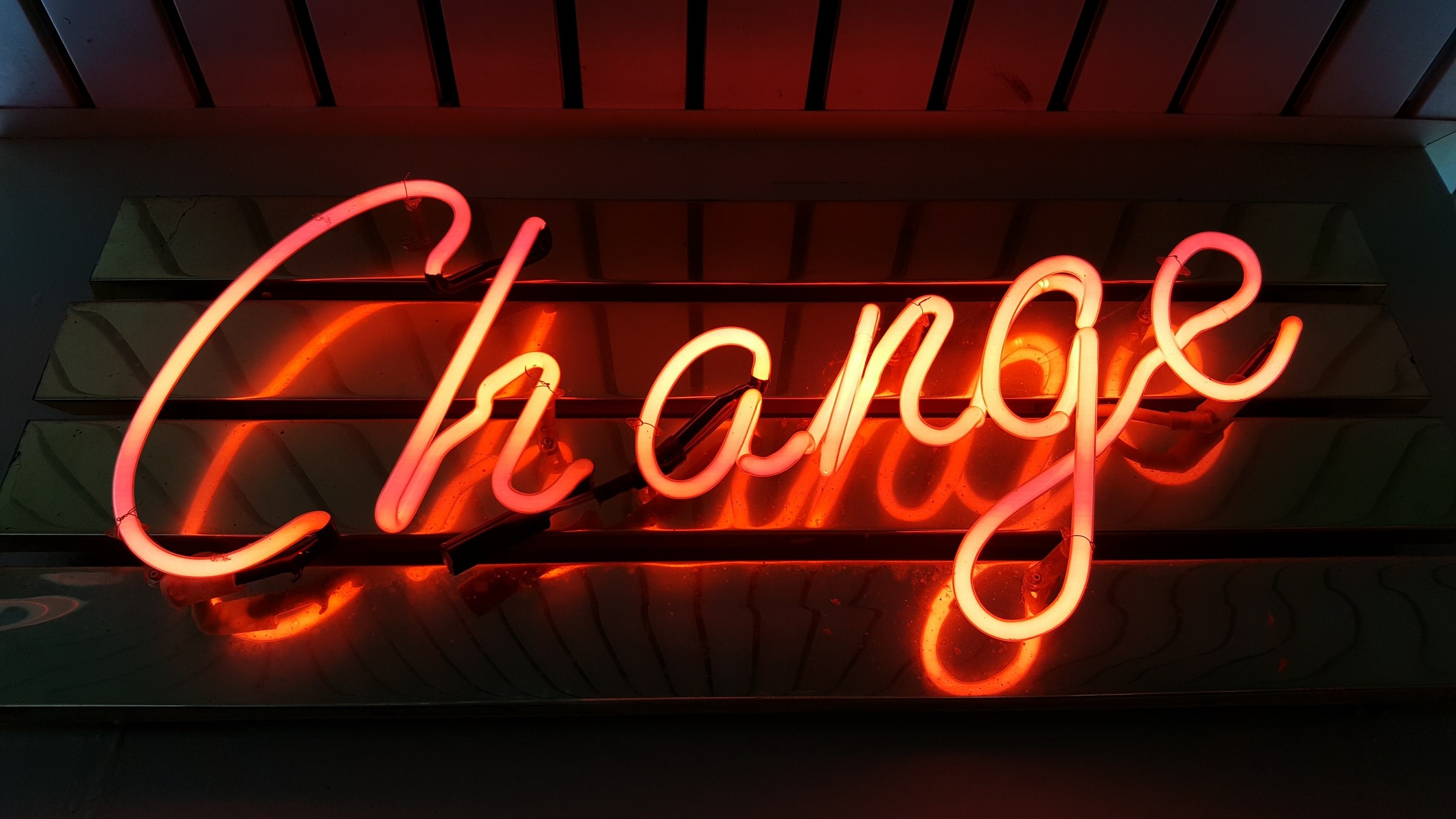 Red neon sign spelling 'Change' HD Wallpaper