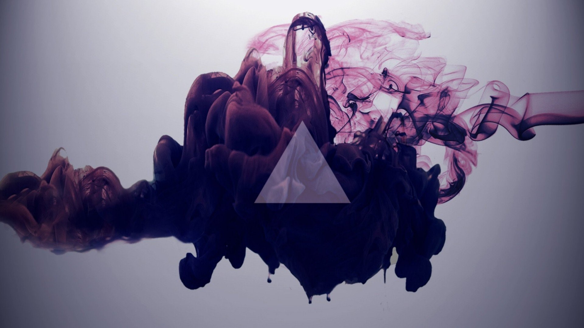 Abstract dark purple and pink smoke with triangle overlay HD Wallpaper