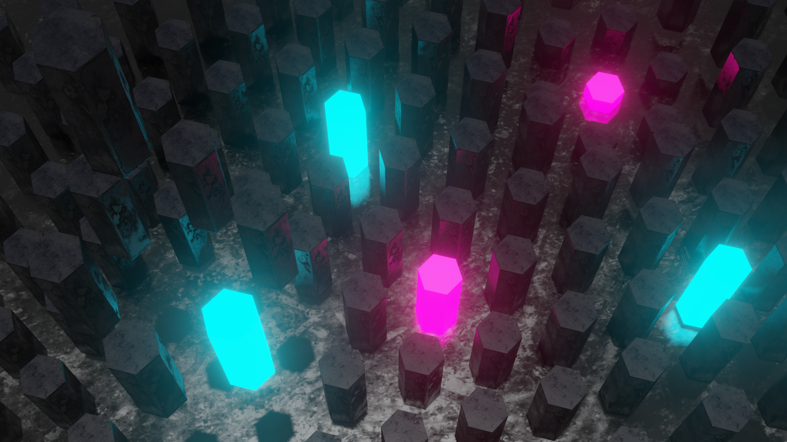 Abstract 3D render of glowing hexagons HD Wallpaper