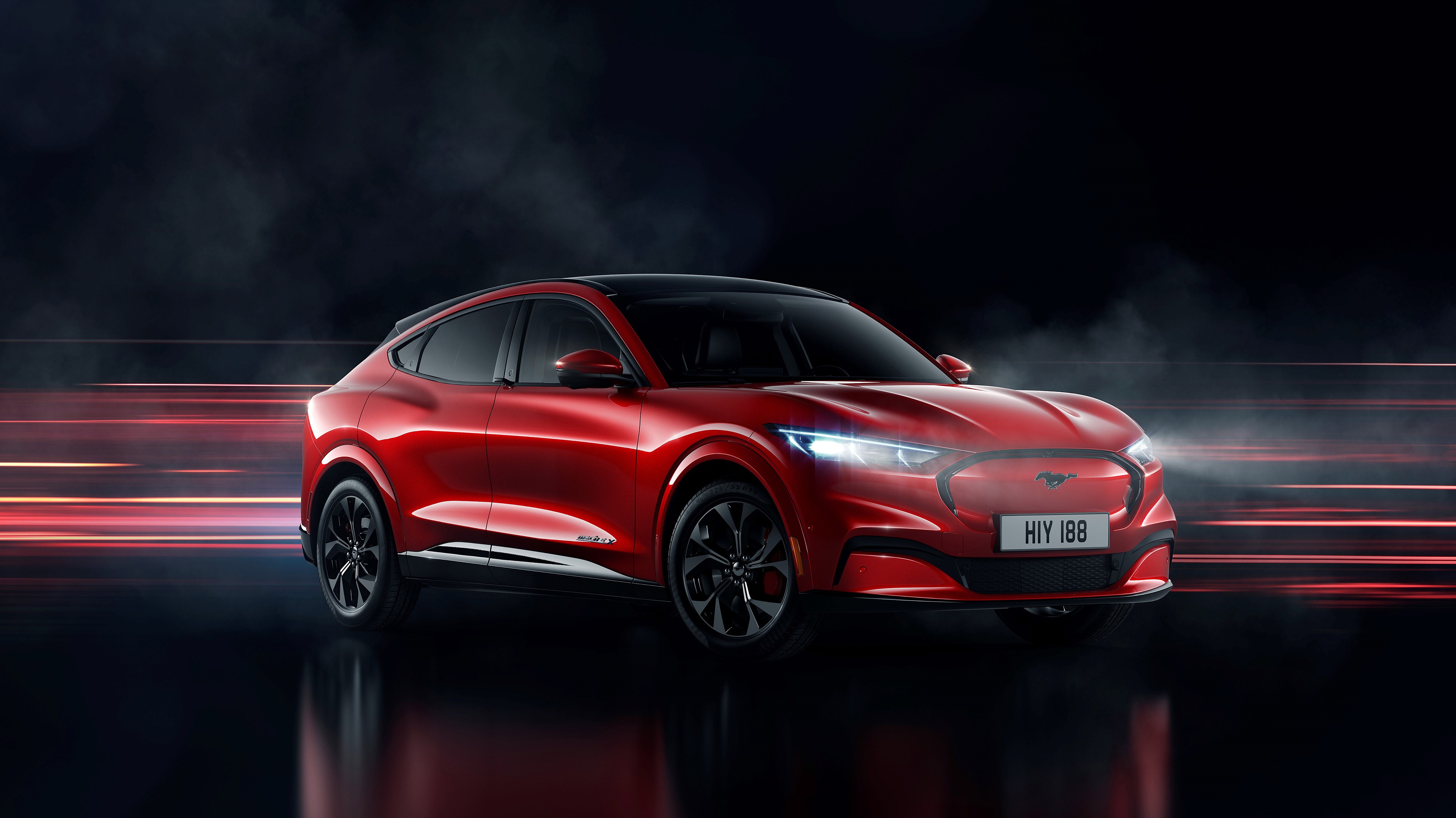 Red Ford Mustang Mach-E electric SUV HD Wallpaper