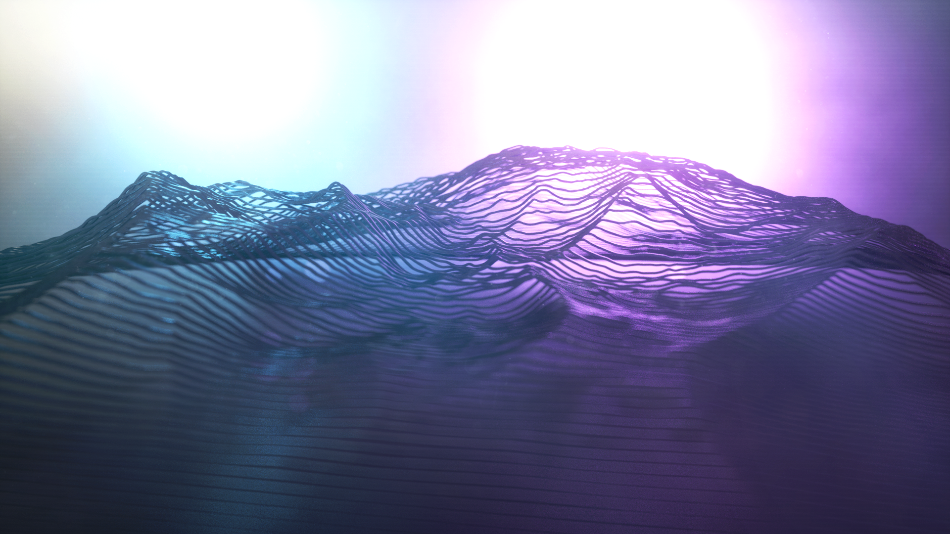 Abstract 3D landscape with neon glow HD Wallpaper