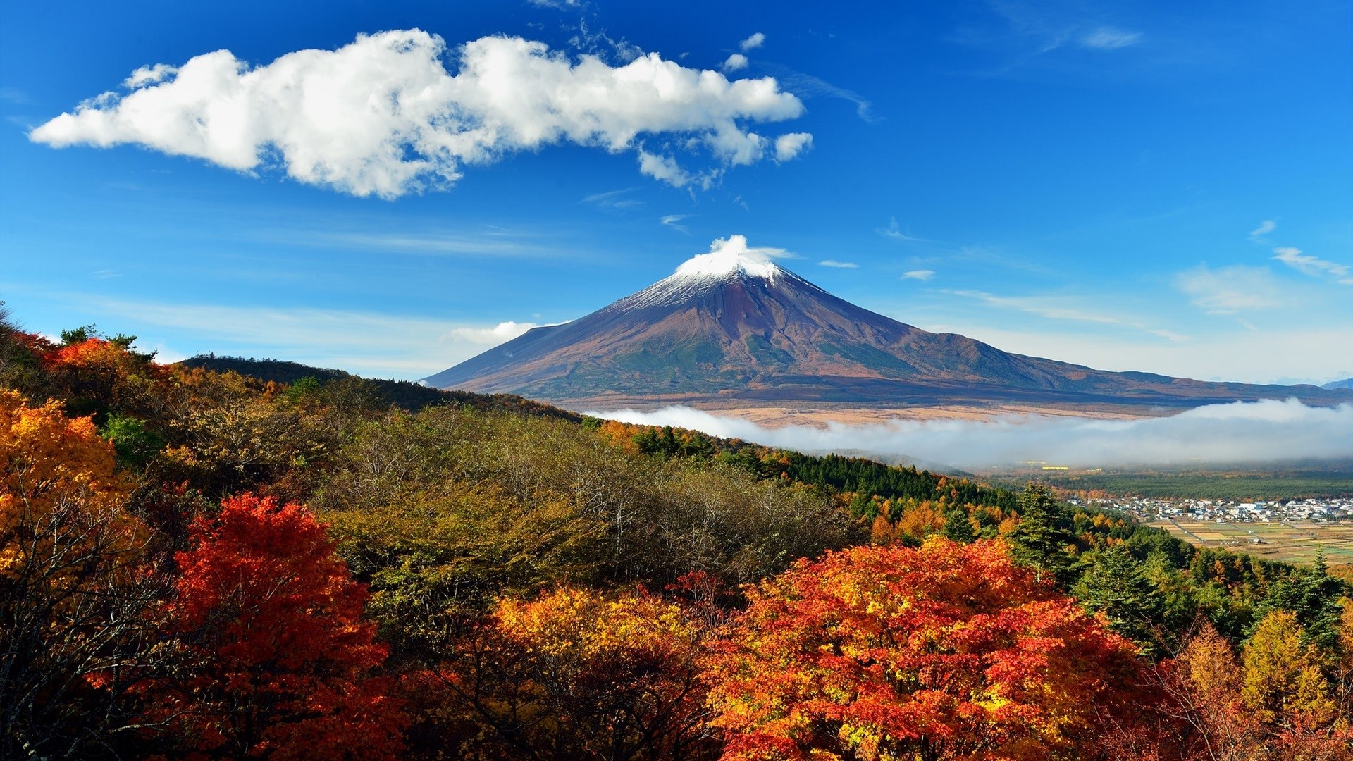 Mountains Mount Fuji Landscape Reflection Volcano Japan HD 