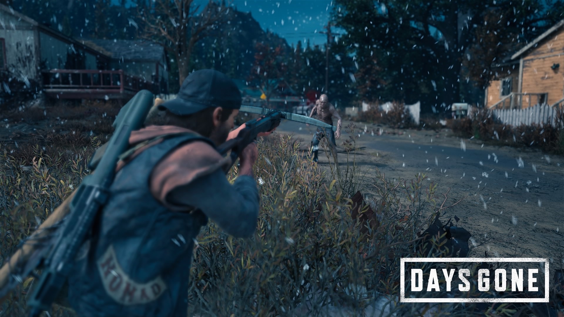 Deacon St. John from Days Gone aiming a crossbow at a Freaker HD Wallpaper