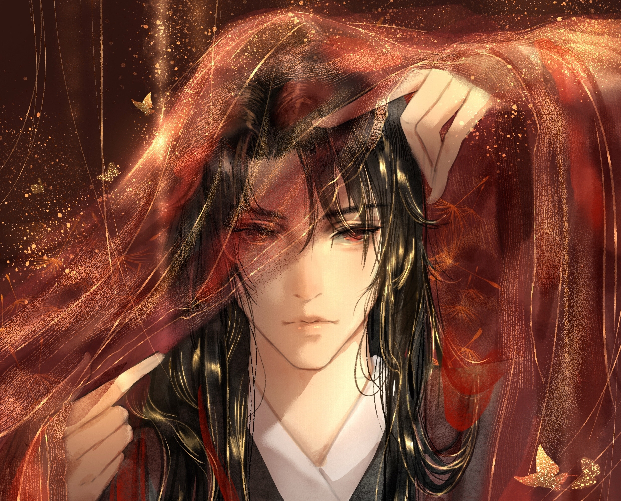 Wei Wuxian in Ethereal Red Cloak HD Wallpaper