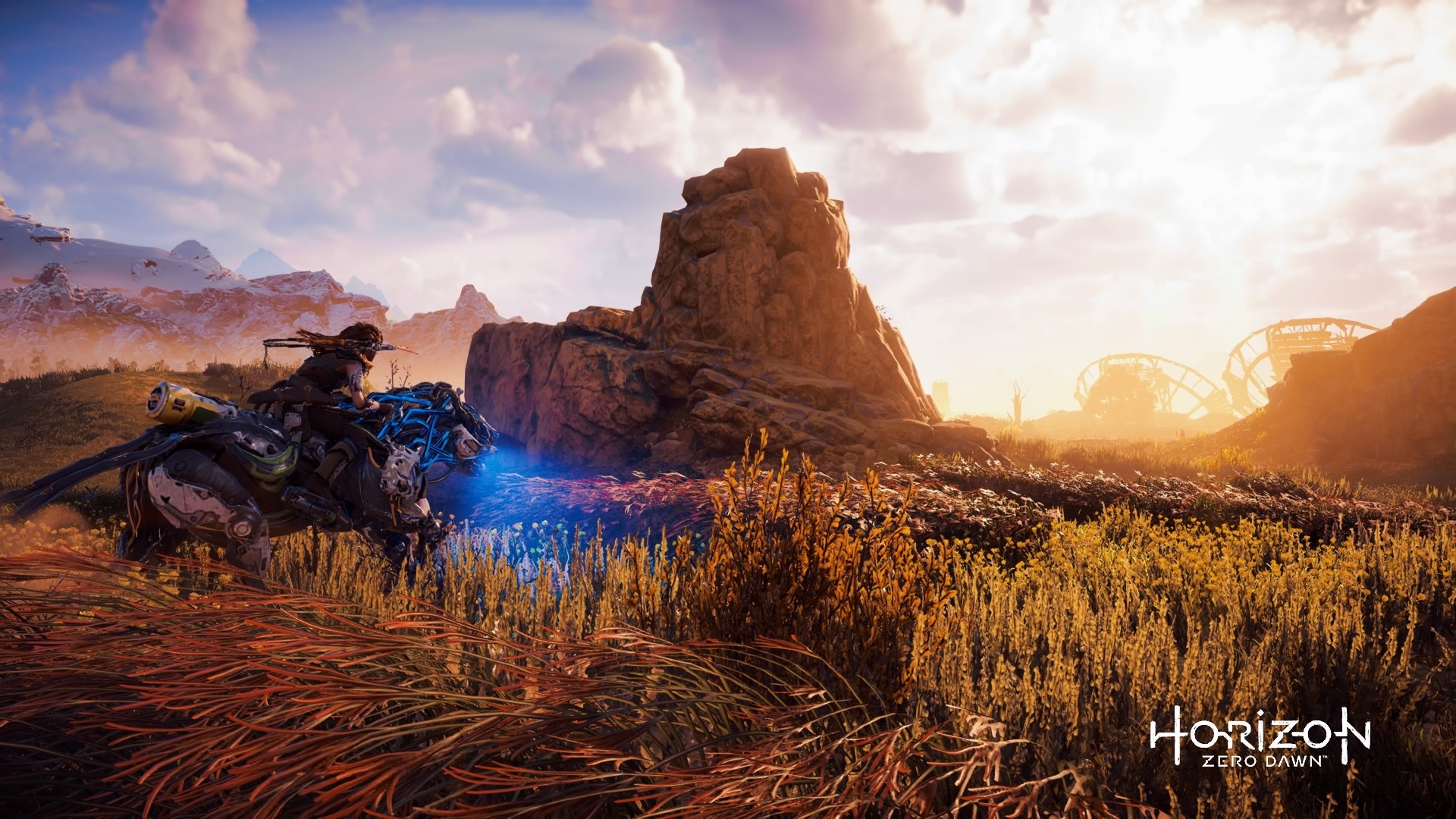 Aloy riding a machine in Horizon Zero Dawn HD Wallpaper