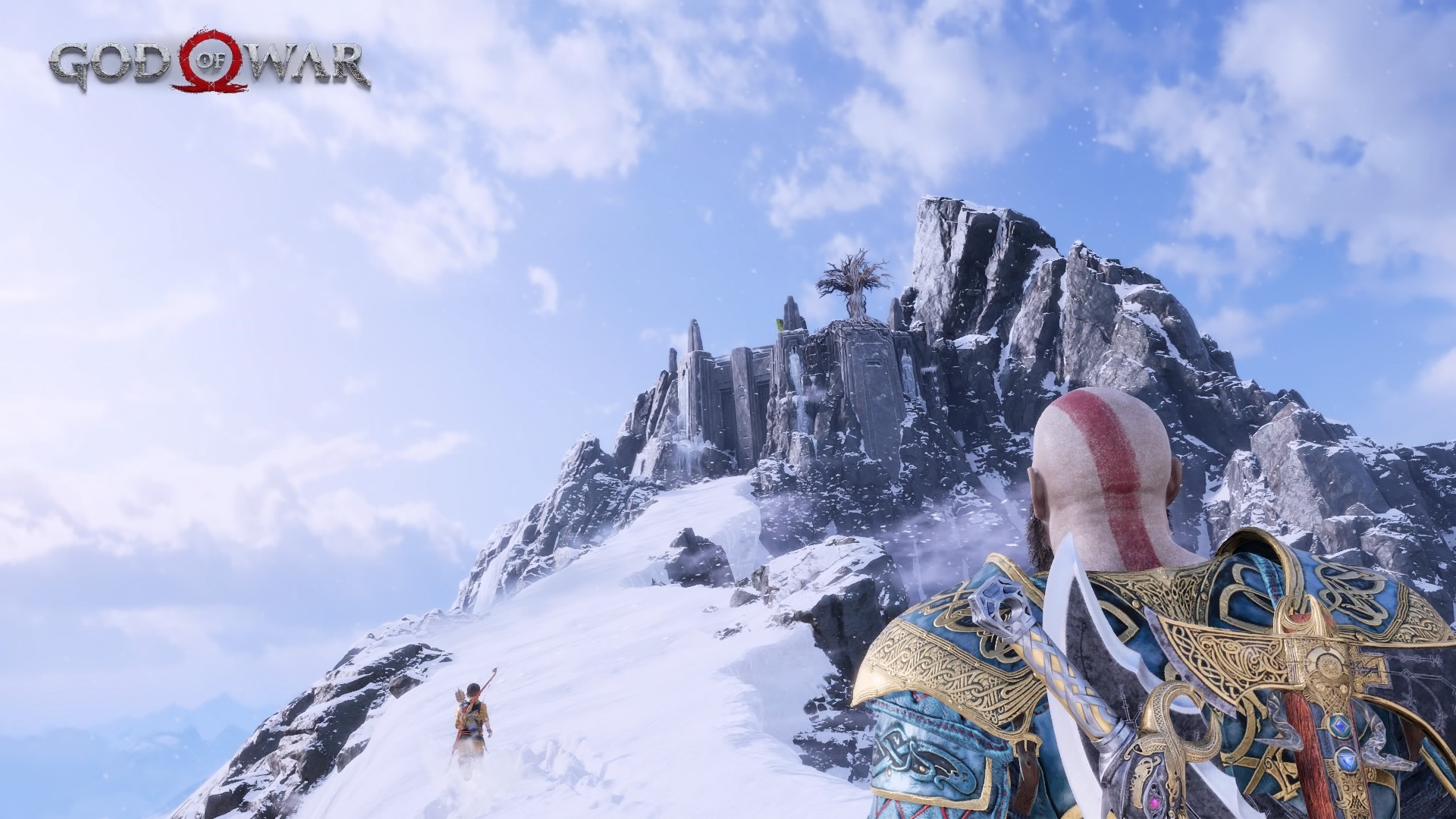 Kratos from God of War on a snowy mountain HD Wallpaper