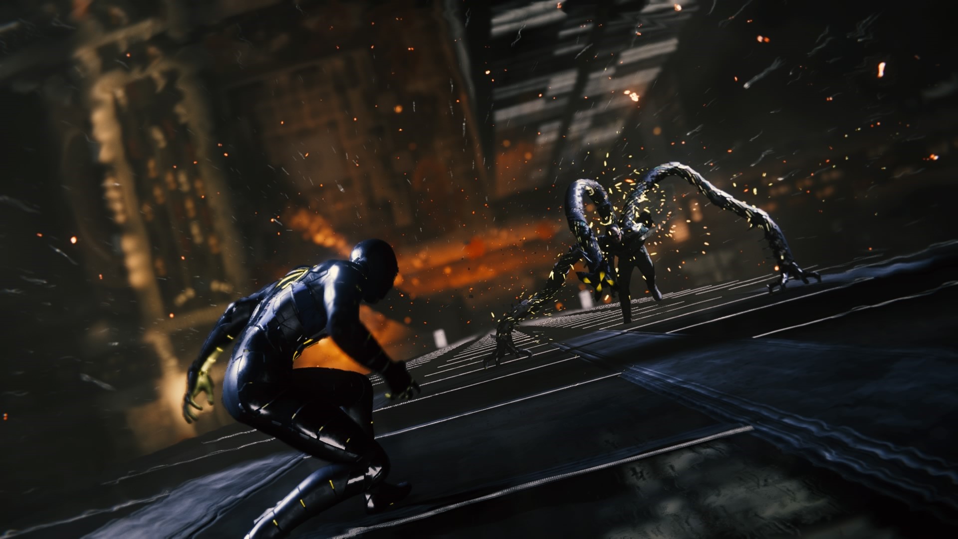 Spider-Man fighting Doctor Octopus in a video game HD Wallpaper