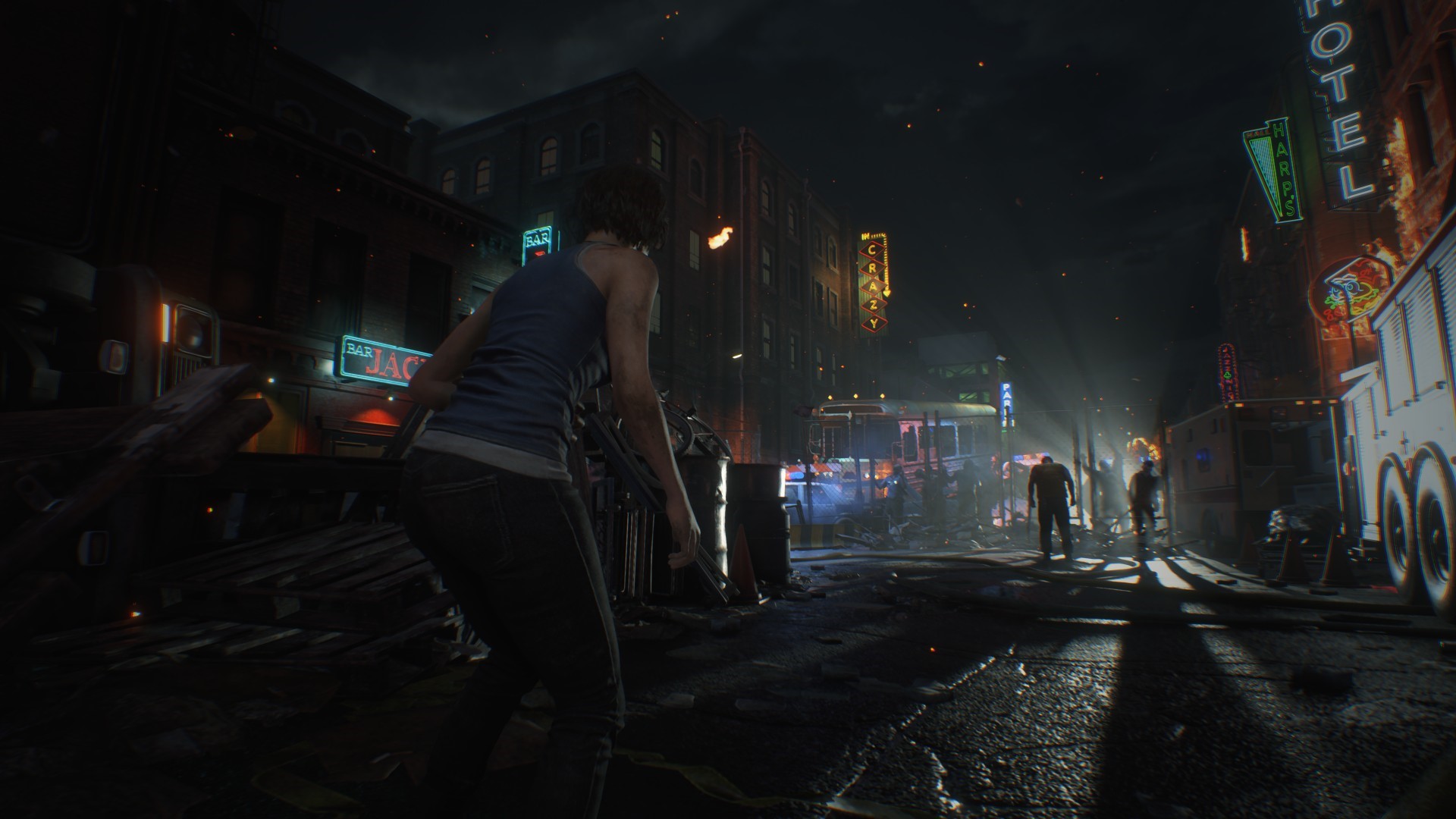 Jill Valentine fighting zombies in Resident Evil 3 Remake HD Wallpaper