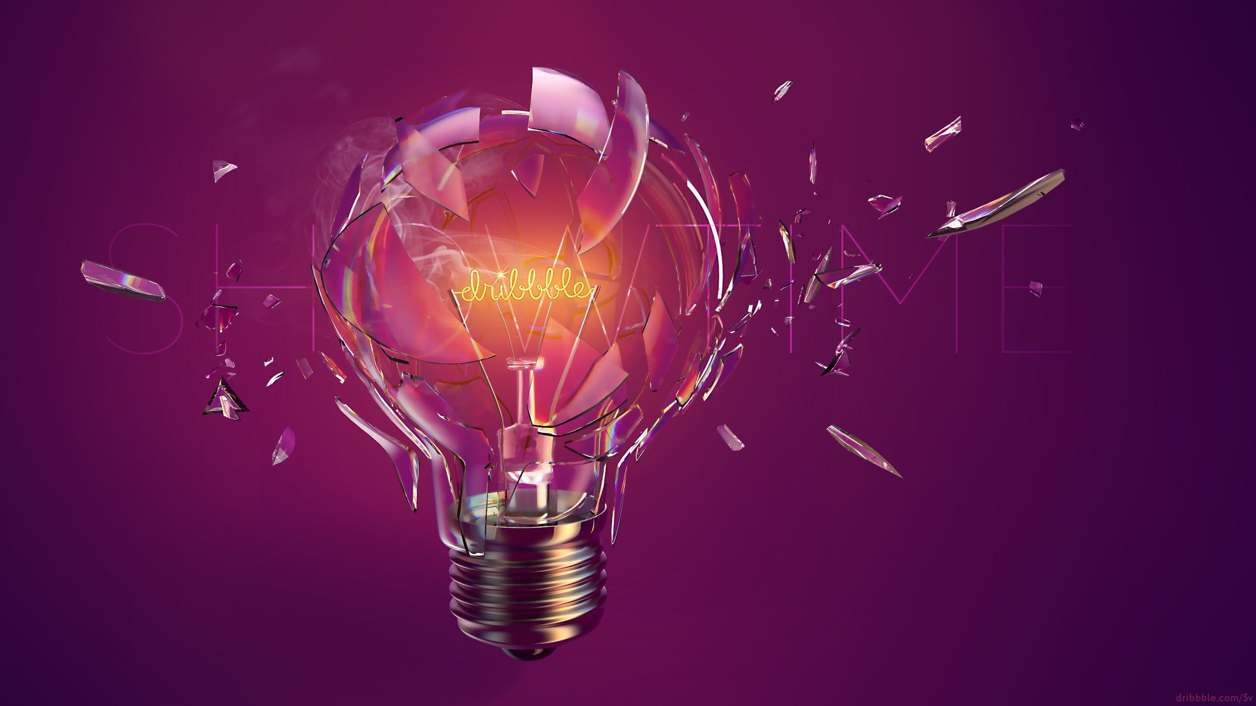 Exploding lightbulb with 'dribbble' text HD Wallpaper