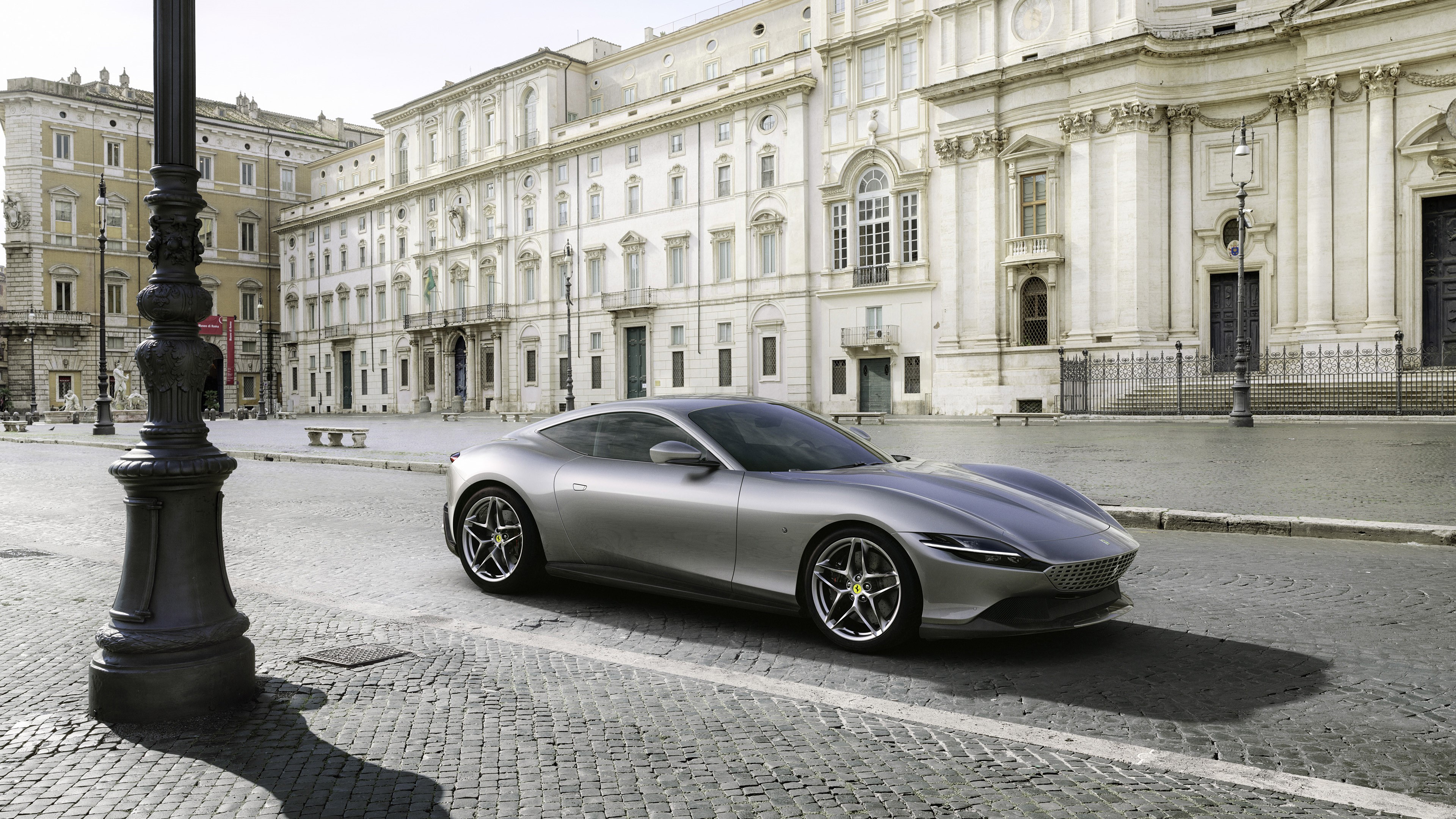 4K Ferrari Roma car in Rome HD Wallpaper