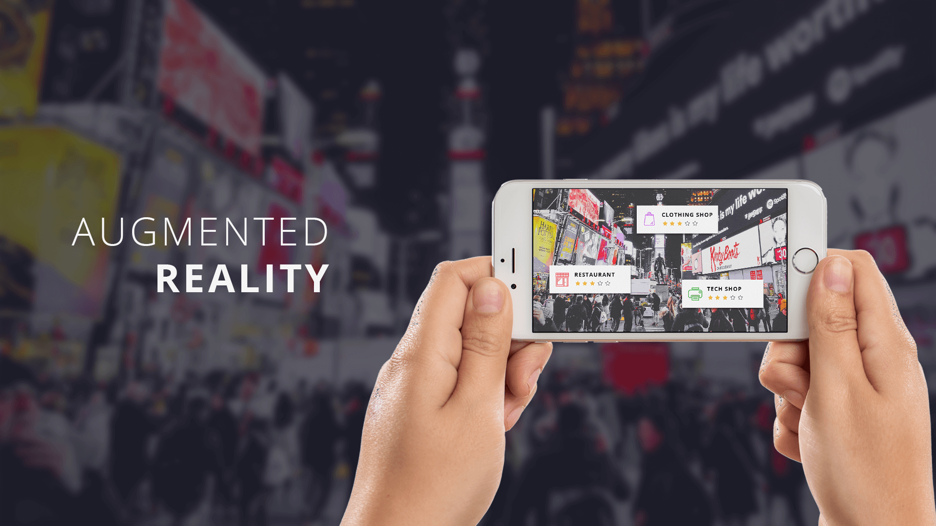 Augmented Reality overlay on a city street HD Wallpaper
