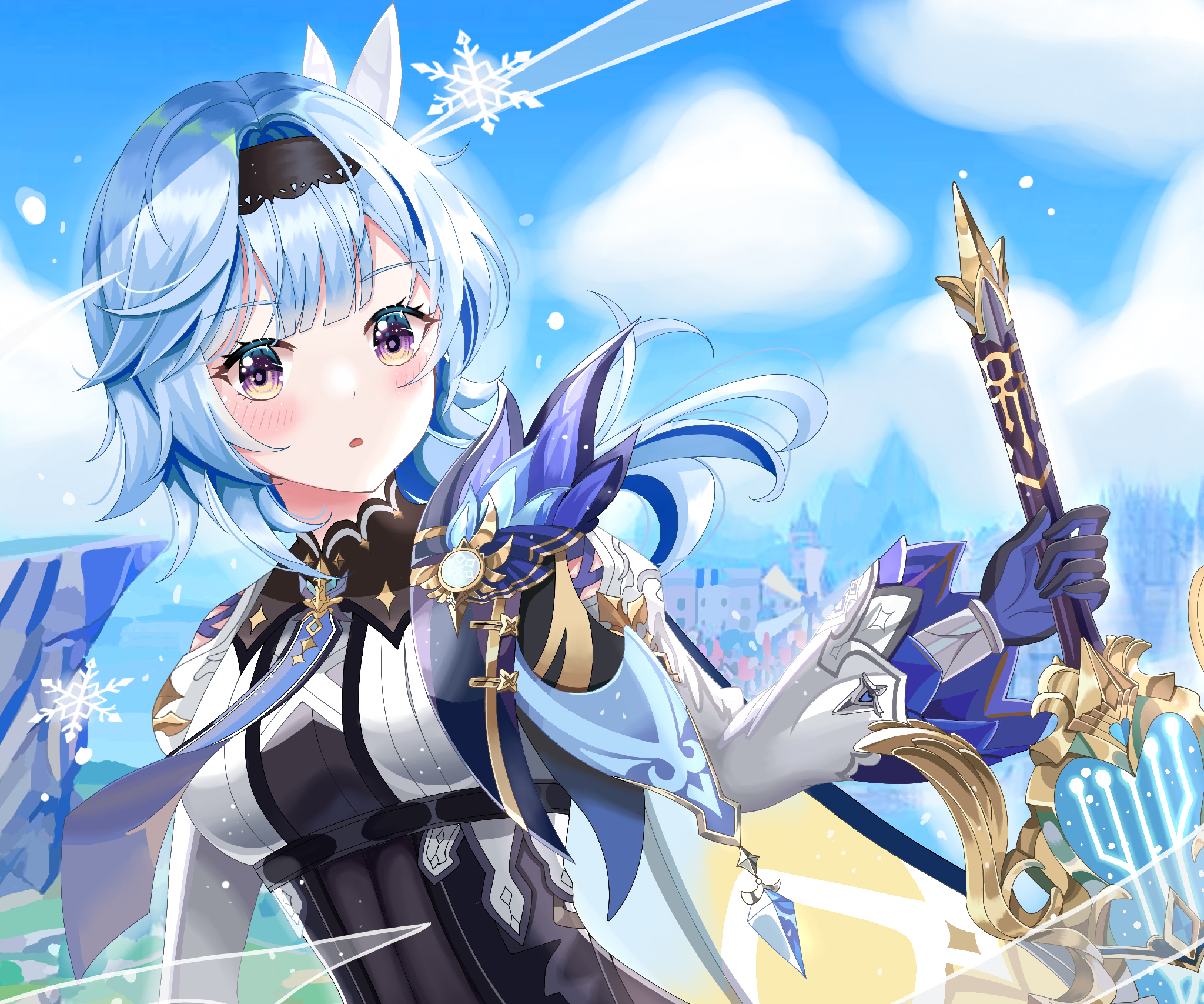 Eula from Genshin Impact holding a claymore HD Wallpaper