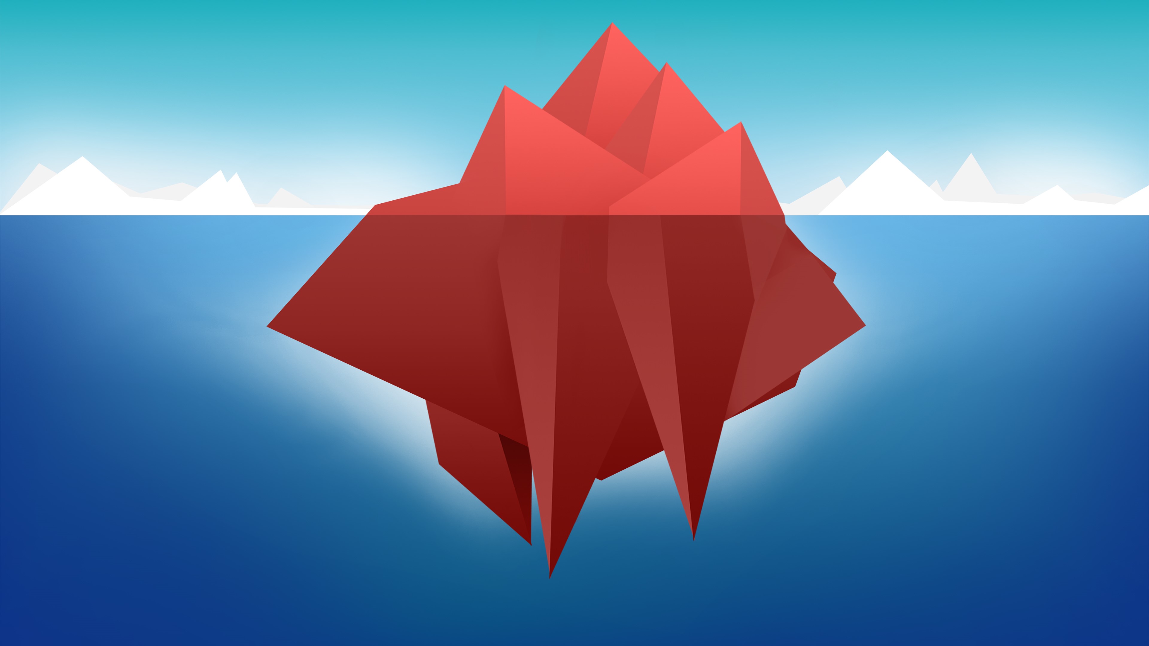 Red Iceberg Underwater Simple HD Wallpaper