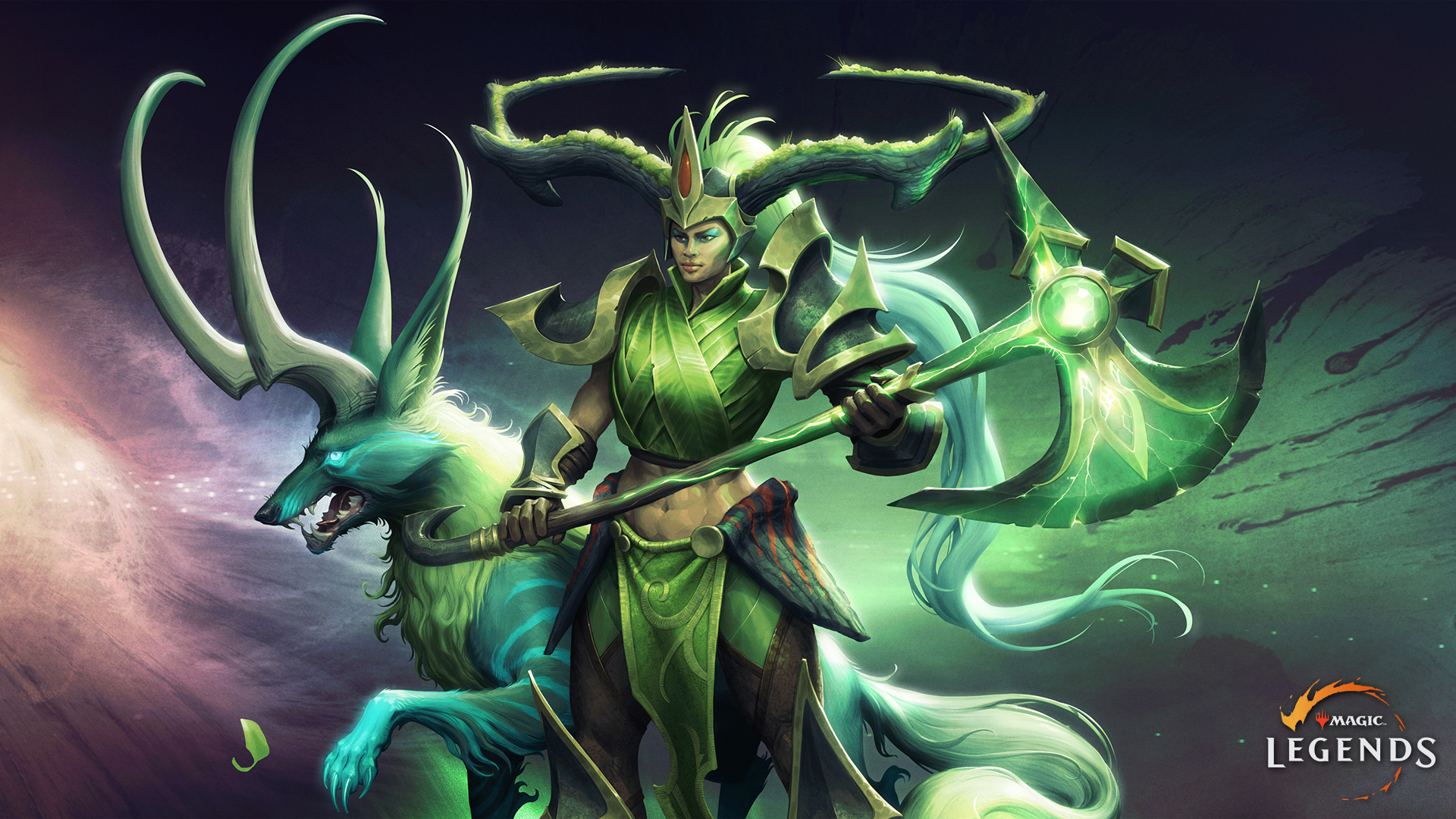 Magic: Legends Character with Creature HD Wallpaper