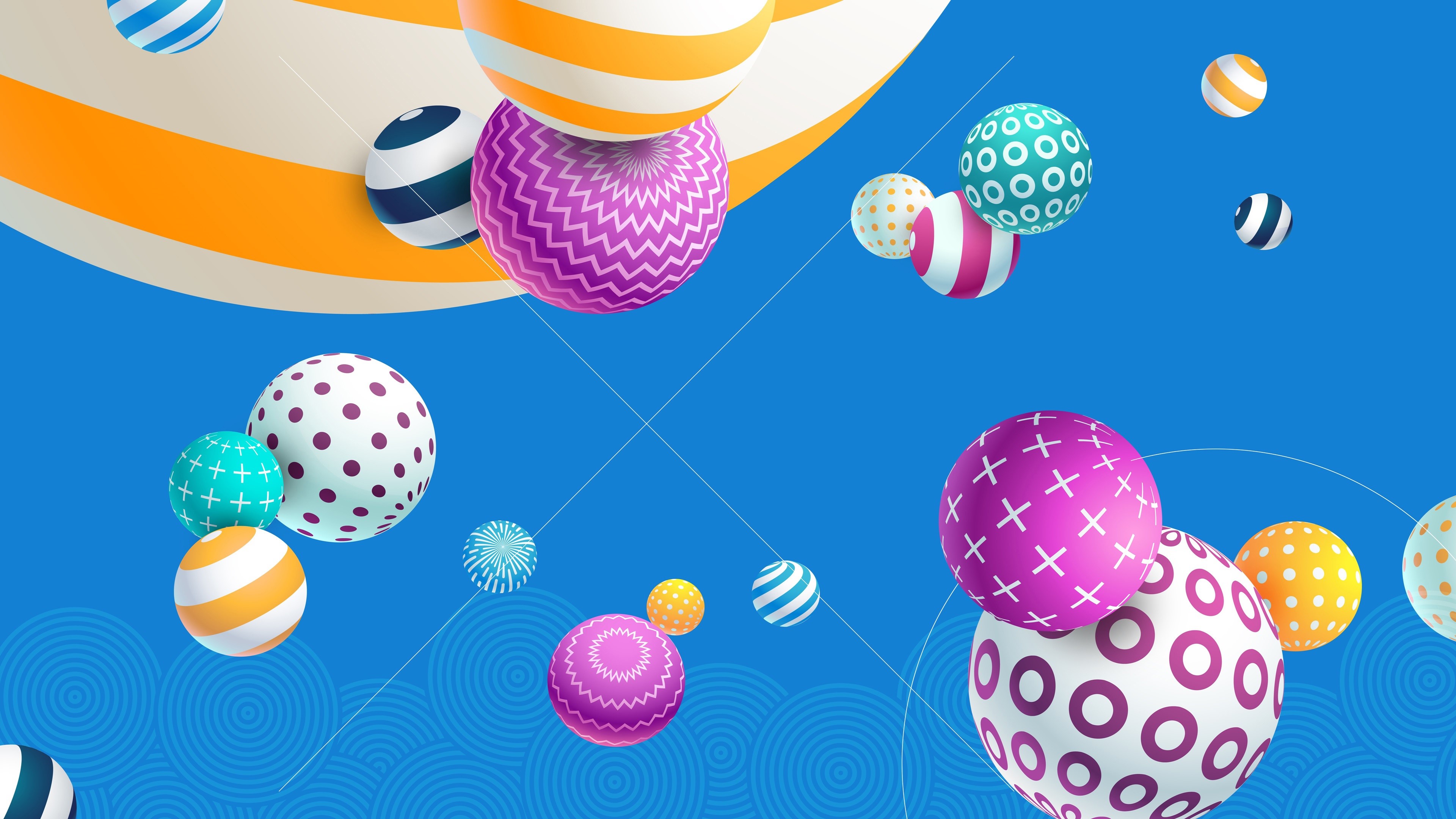 Abstract colorful balls digital art 4K HD Wallpaper