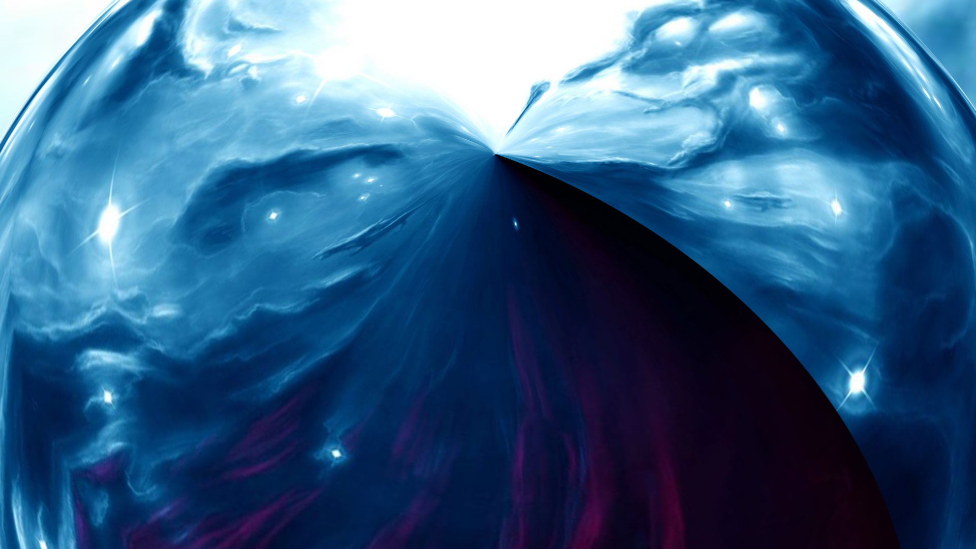 Abstract Blue Digital Art with Swirling Clouds HD Wallpaper