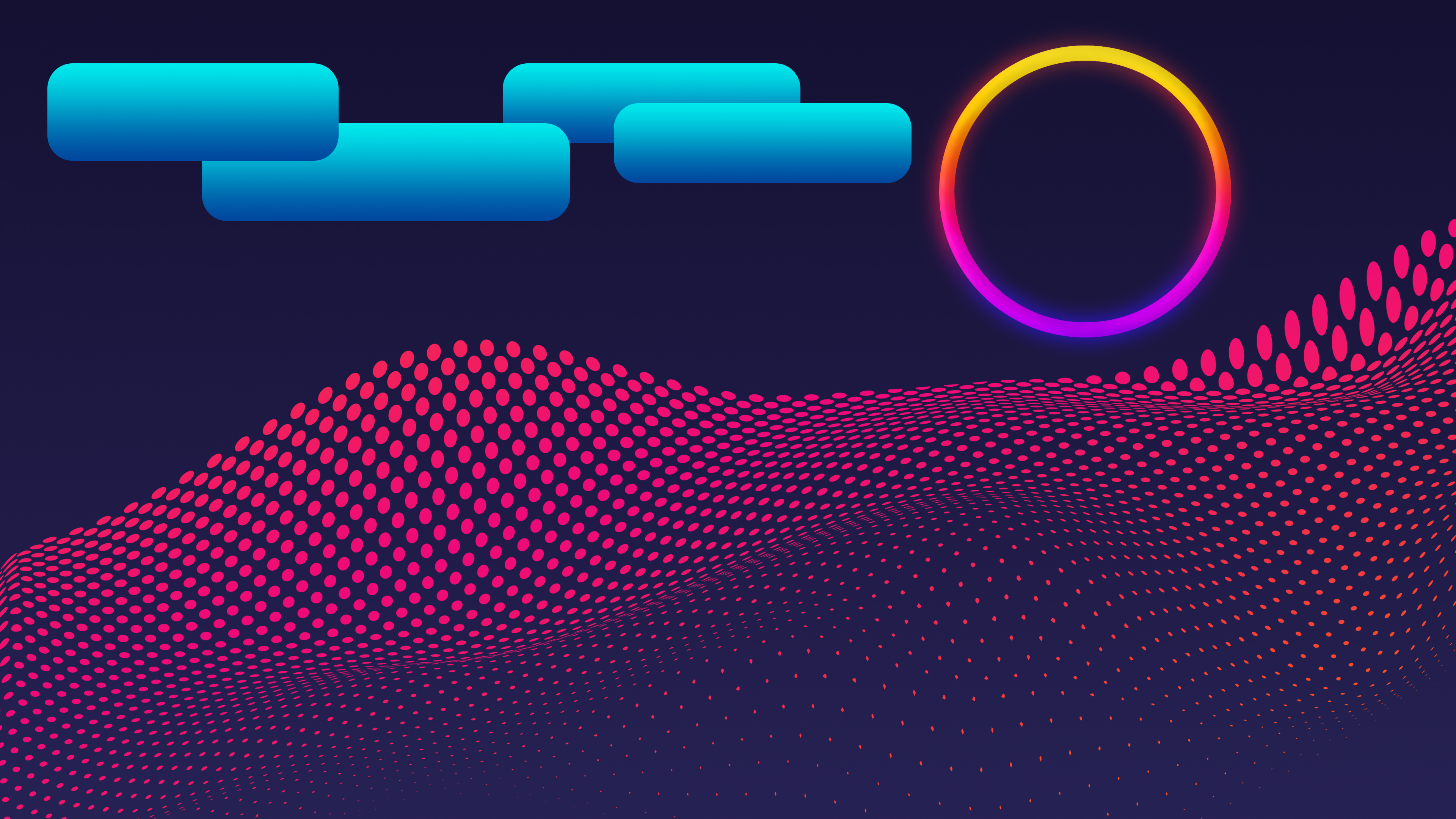 Abstract Neon Circle and Dotted Waves HD Wallpaper