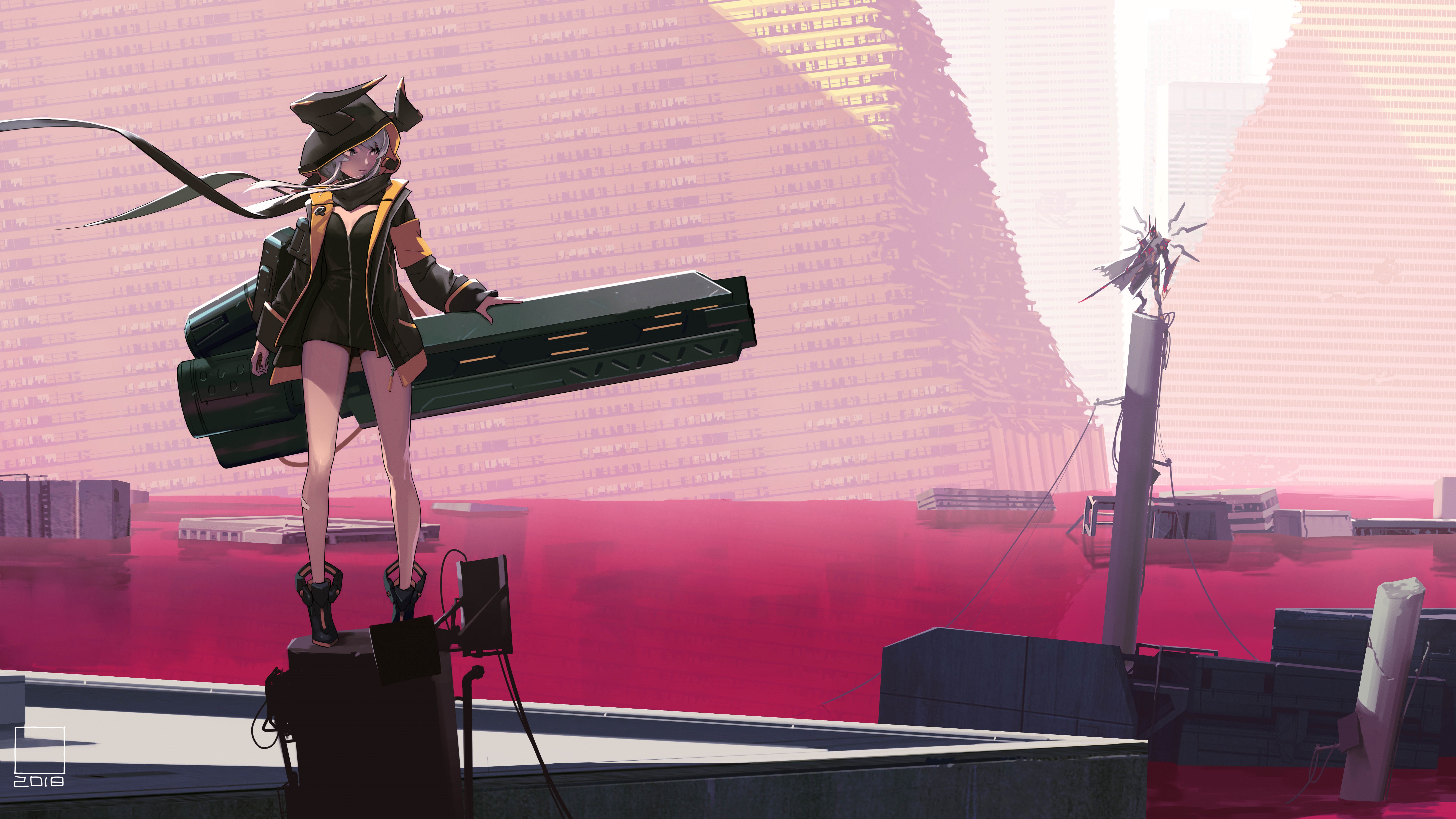 4K anime girl with weapon from Punishing: Gray Raven HD Wallpaper