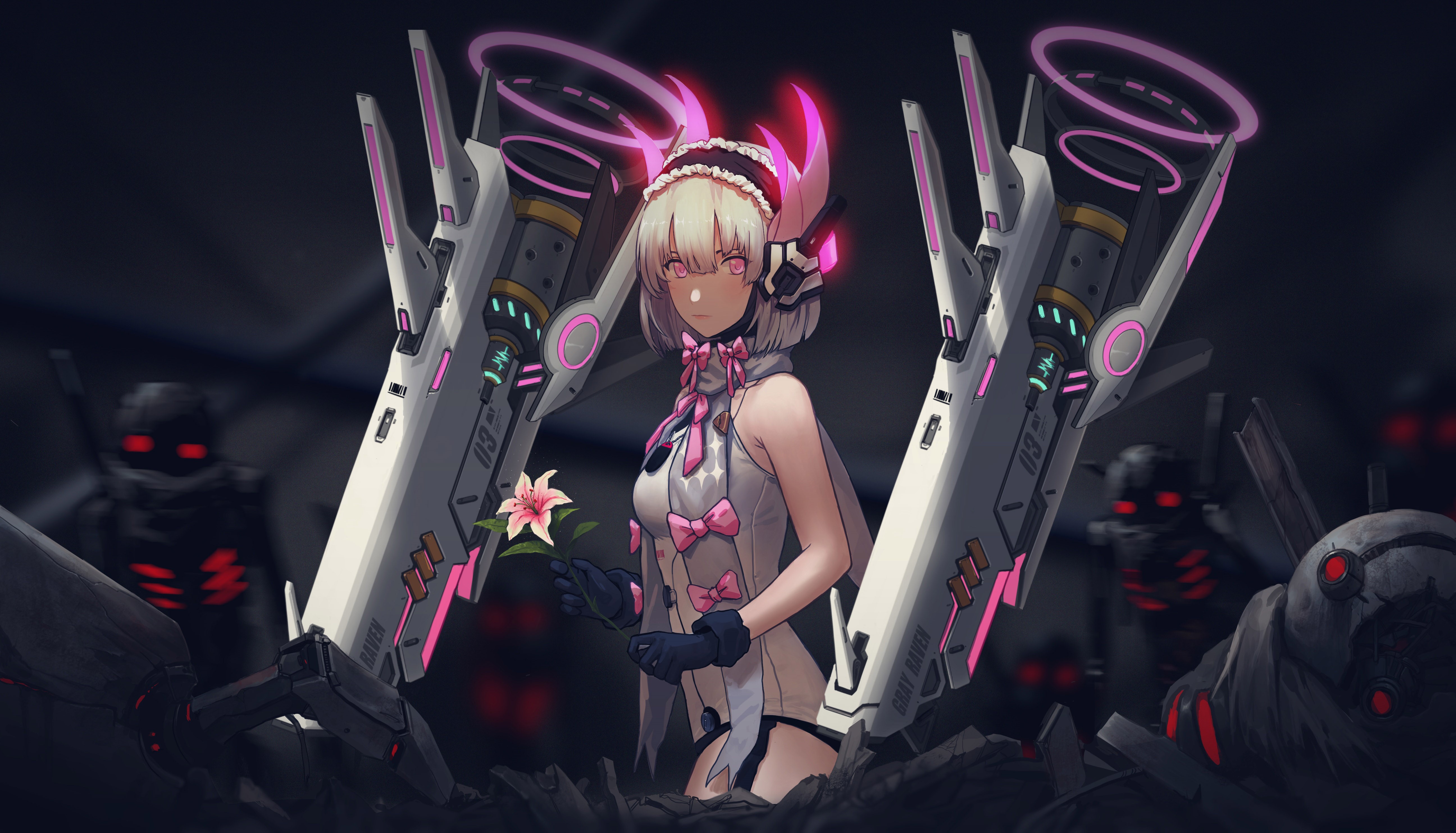 4K Punishing: Gray Raven anime girl with flower HD Wallpaper