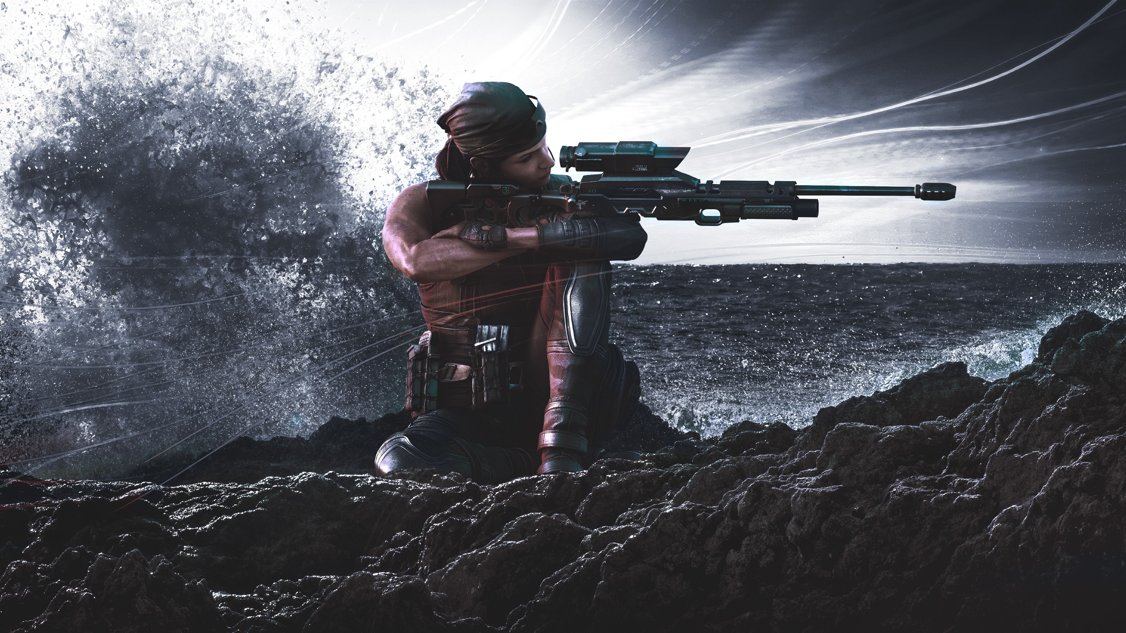 Kali from Rainbow Six Siege with sniper rifle HD Wallpaper