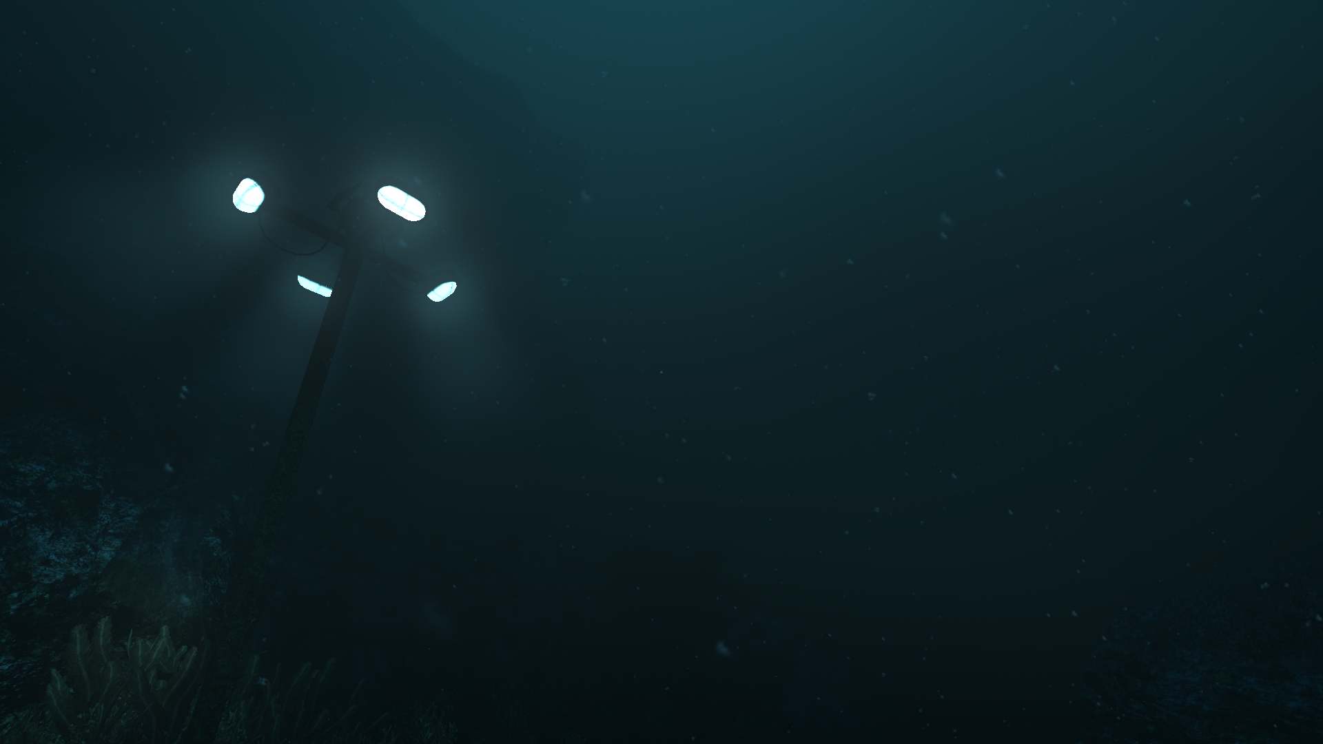 Underwater floodlight in the deep sea HD Wallpaper