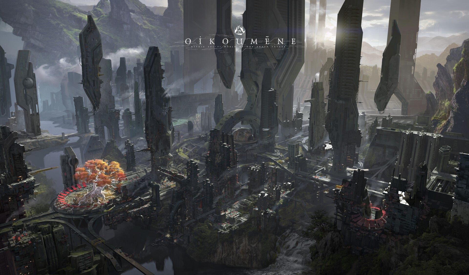 Oikoumene futuristic city landscape by Andrey Serov HD Wallpaper
