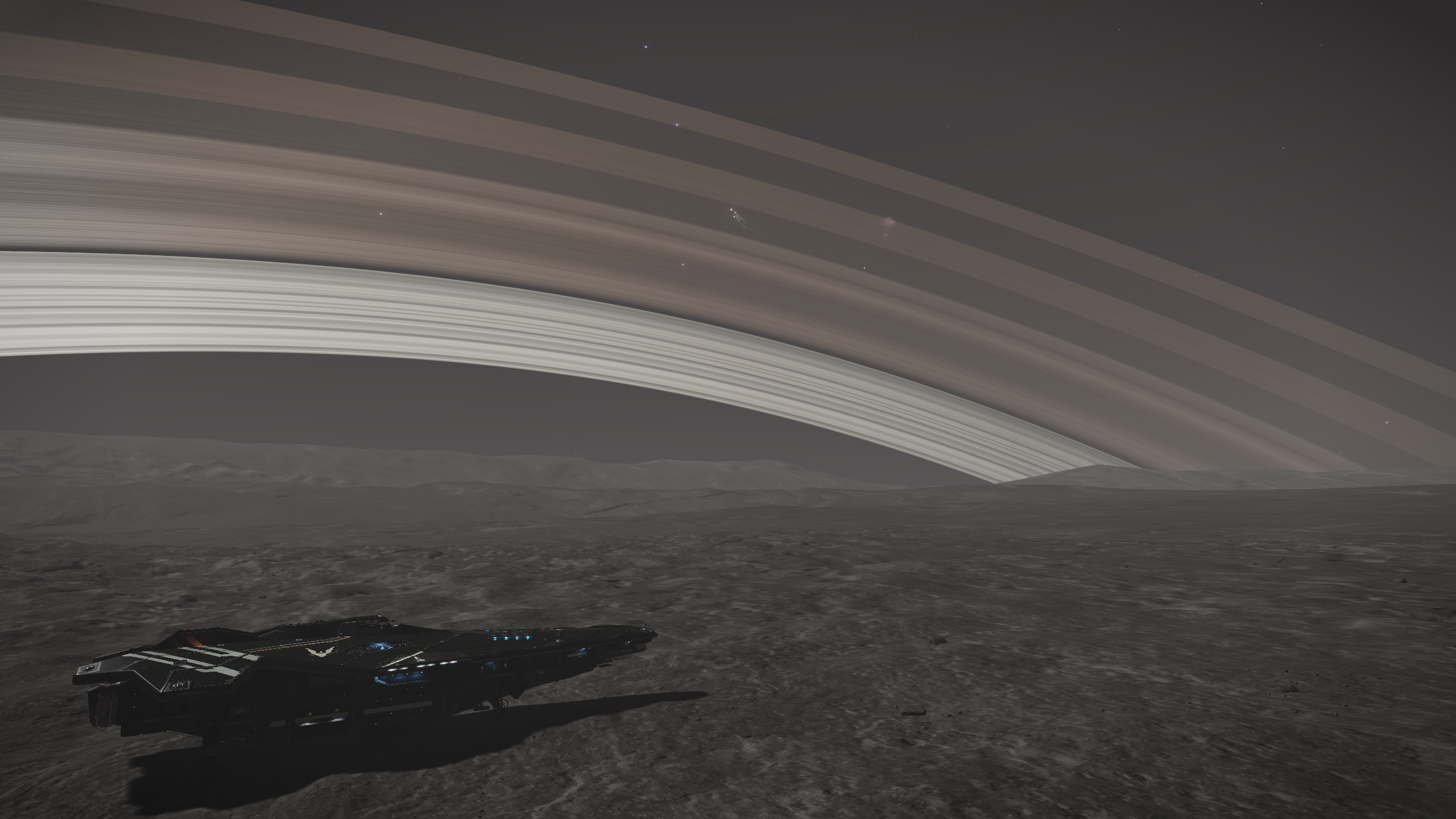 Anaconda spaceship near planetary rings in Elite: Dangerous HD Wallpaper